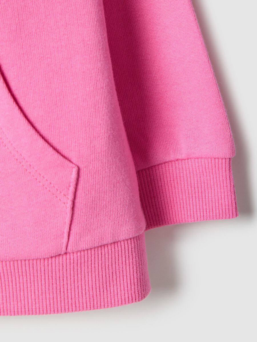 Felpa rosa con cappuccio da bimba in puro cotone regular fit_3
