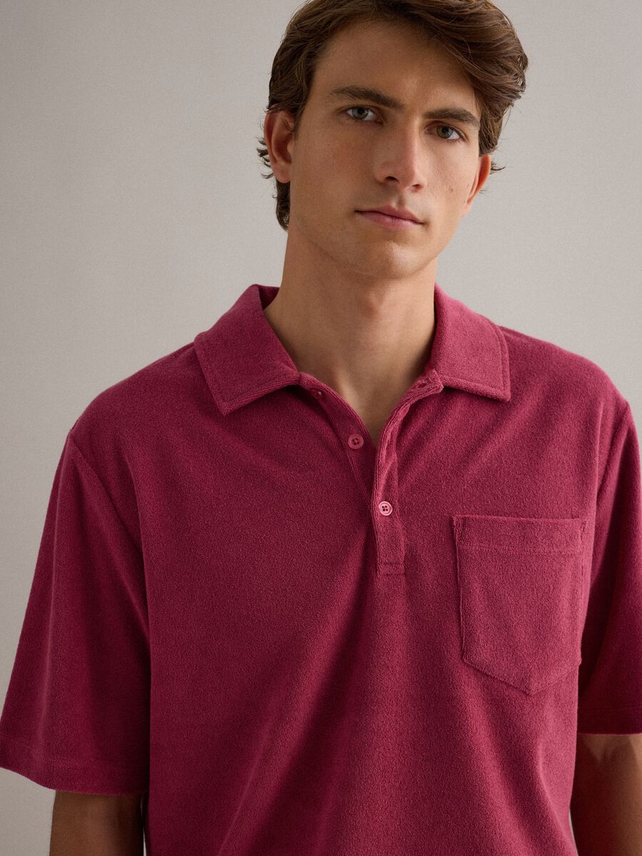 Red cotton-blend polo shirt_1