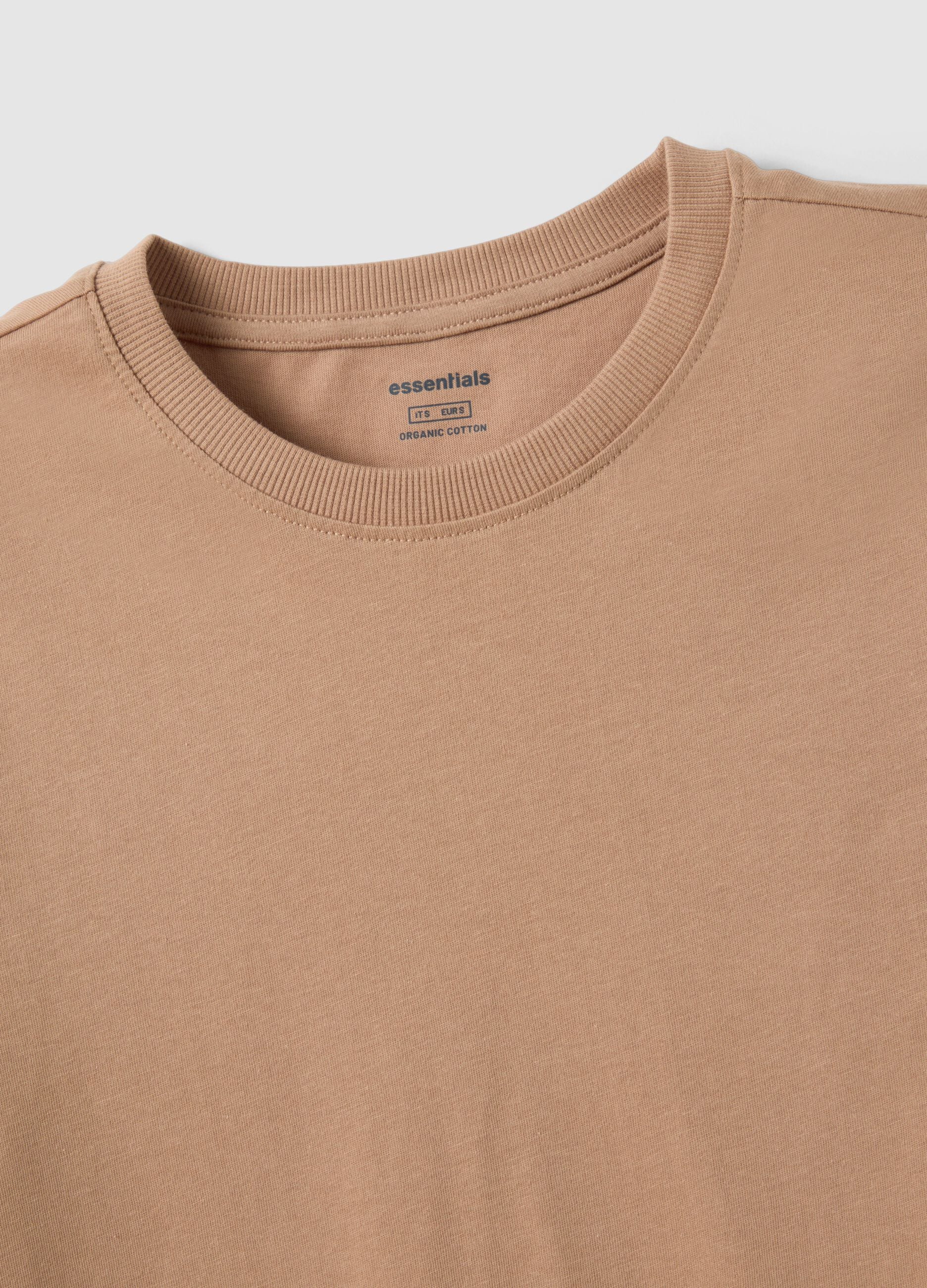 Brown pure cotton crew neck t-shirt regular fit