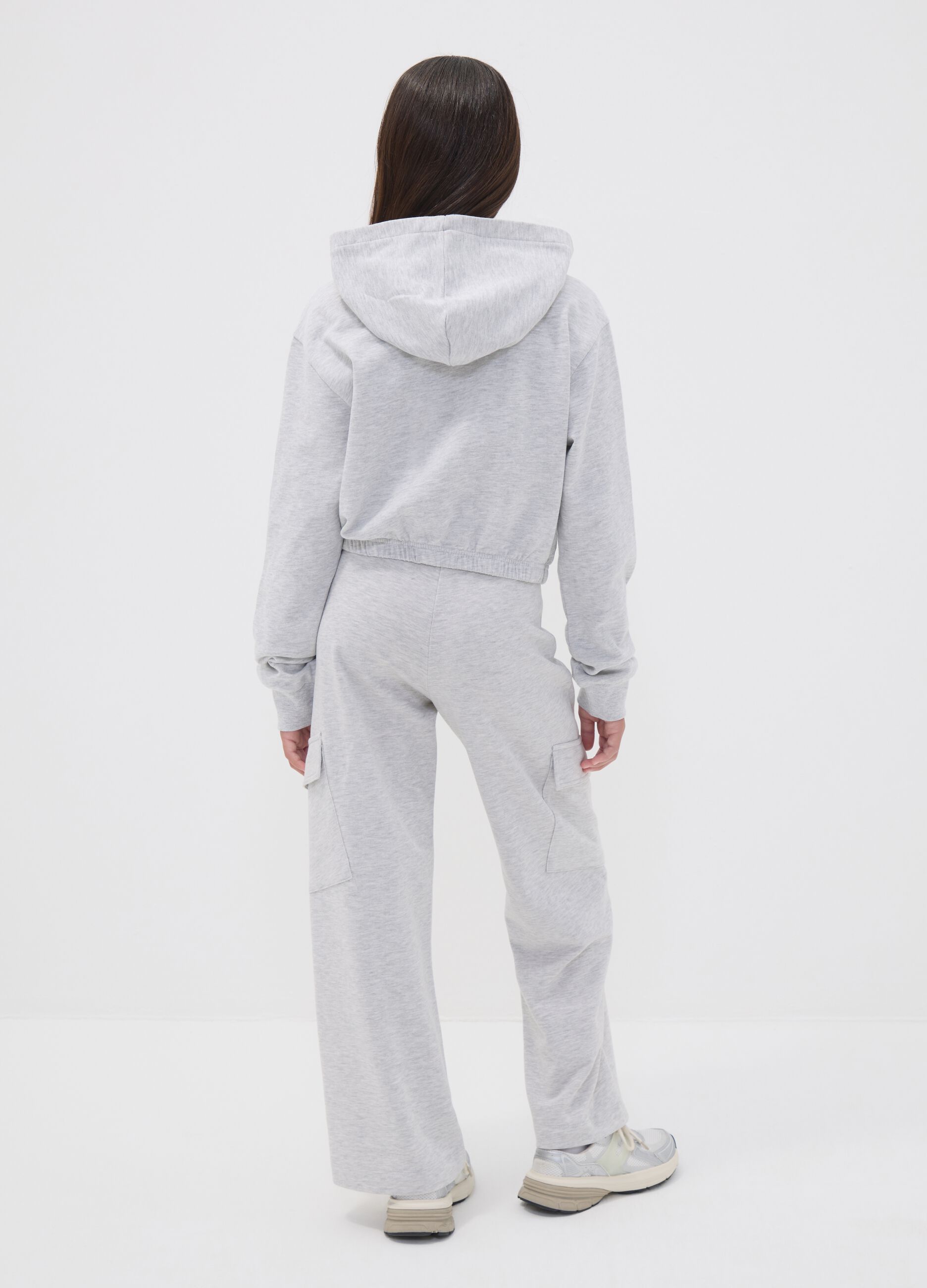 Girls&rsquo; grey cotton cargo culotte trousers