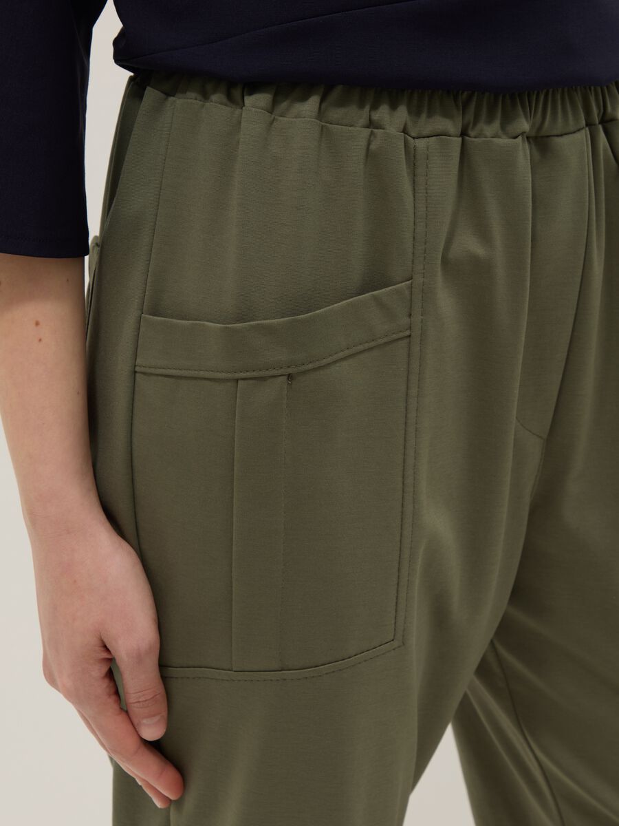 Green stretch-cotton trousers with elasticated waistband, regular fit_3
