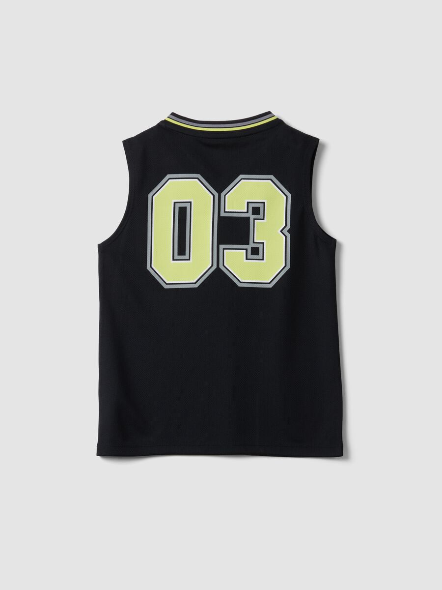 Canotta nera sportiva da ragazzo relaxed fit con scollo a V_4