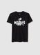 Regular fit boys' black pure cotton T-shirt with lettering_3