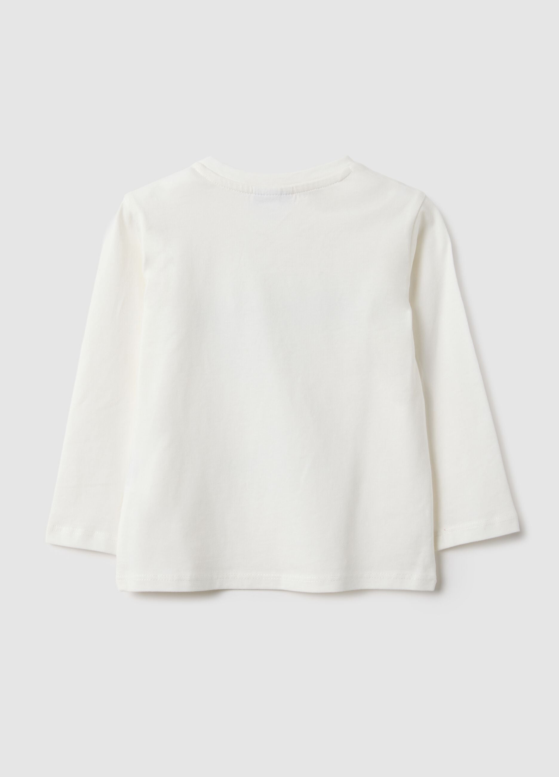 White pure cotton regular fit children's t-shirt with print