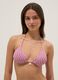 Pink triangle bikini top in stretch fabric_0