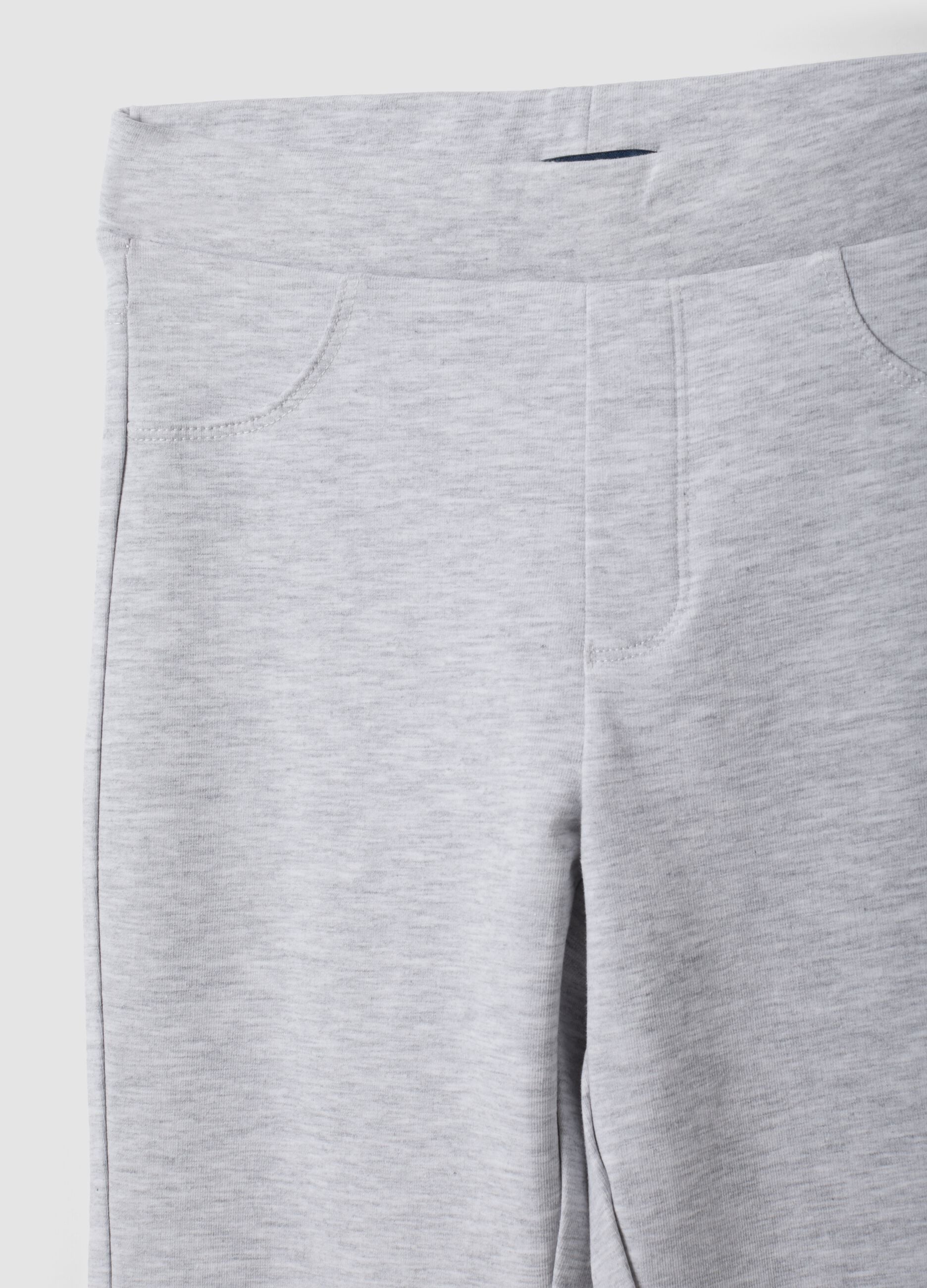Girls' slim-fit stretch organic cotton grey trousers