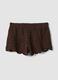 Brown crochet regular-fit cotton-blend shorts_4