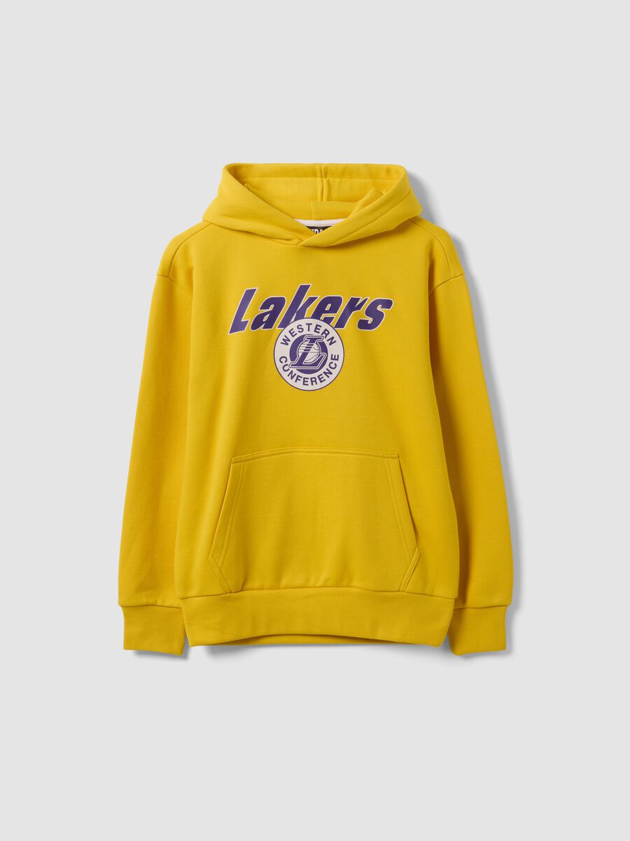 Yellow cotton-blend hoodie with Lakers print for boys_0
