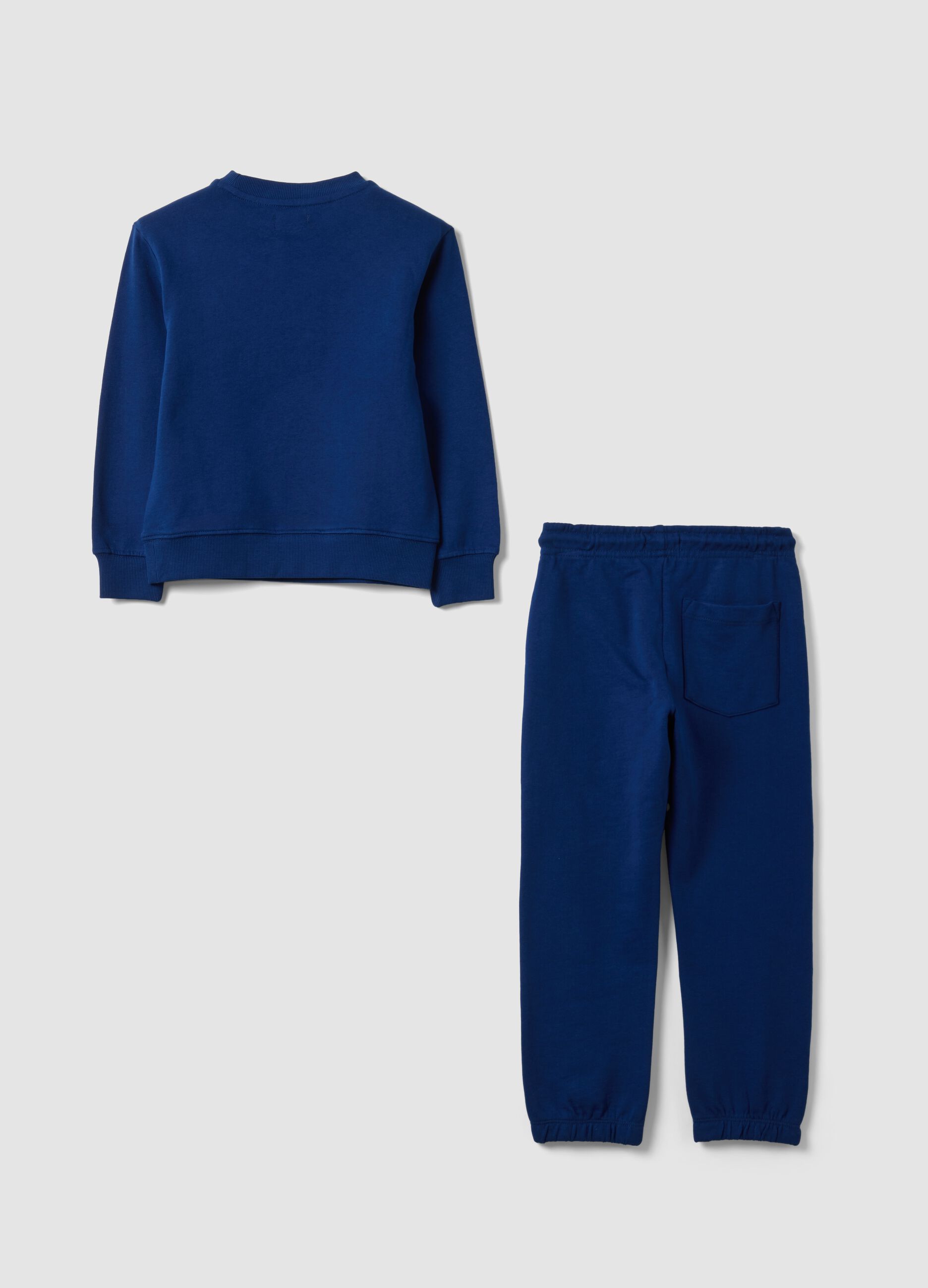 Blue pure cotton tracksuit with crew neck