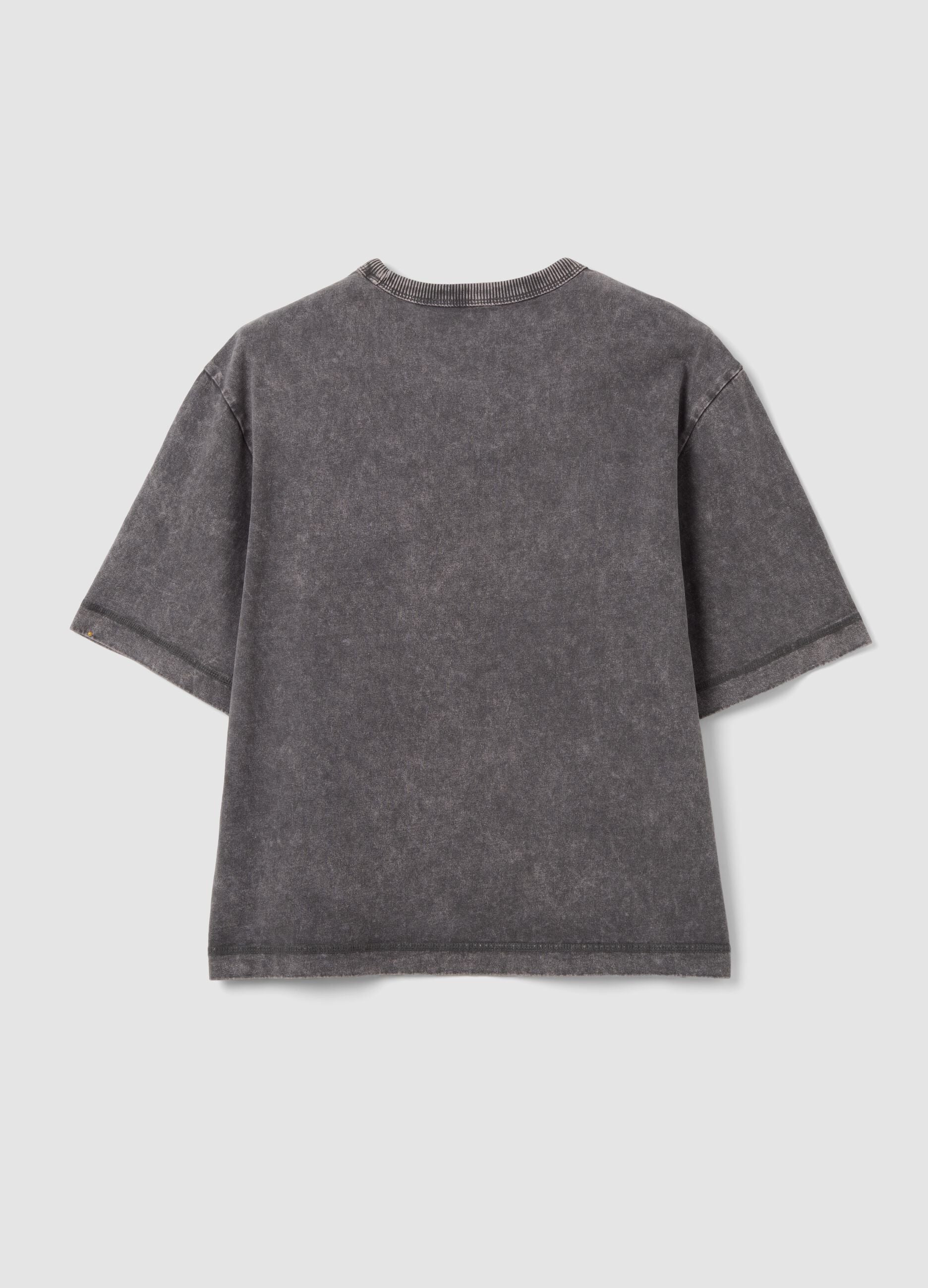 Grey pure cotton oversized T-shirt with teddy bear print