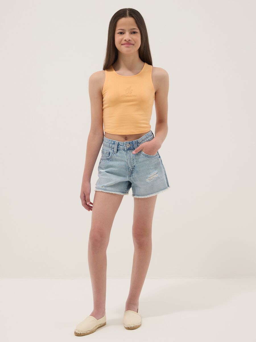 Girls&rsquo; light blue pure cotton denim shorts &ndash; regular fit_0