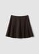 Brown micro-check pleated skirt in stretch viscose_6