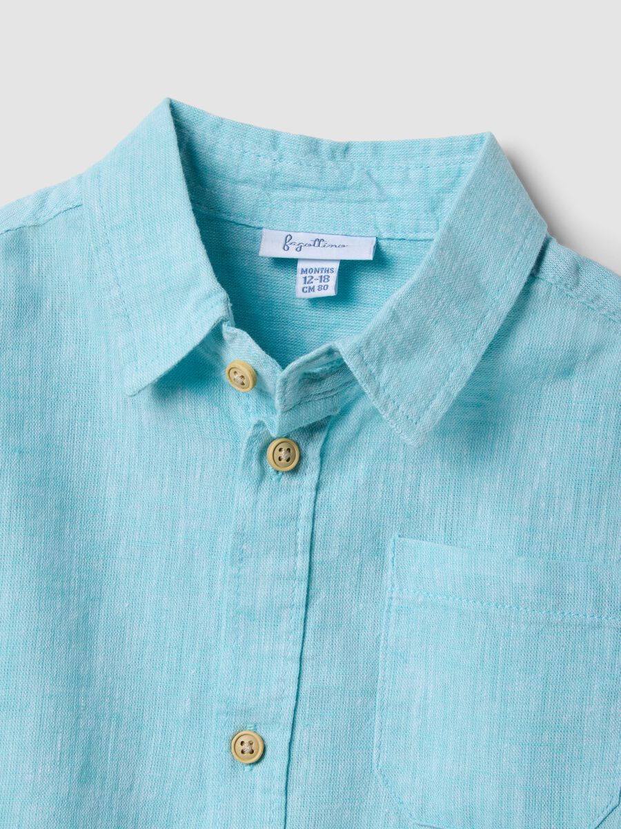 Camicia azzurra in misto lino e cotone da bimbo regular fit_3