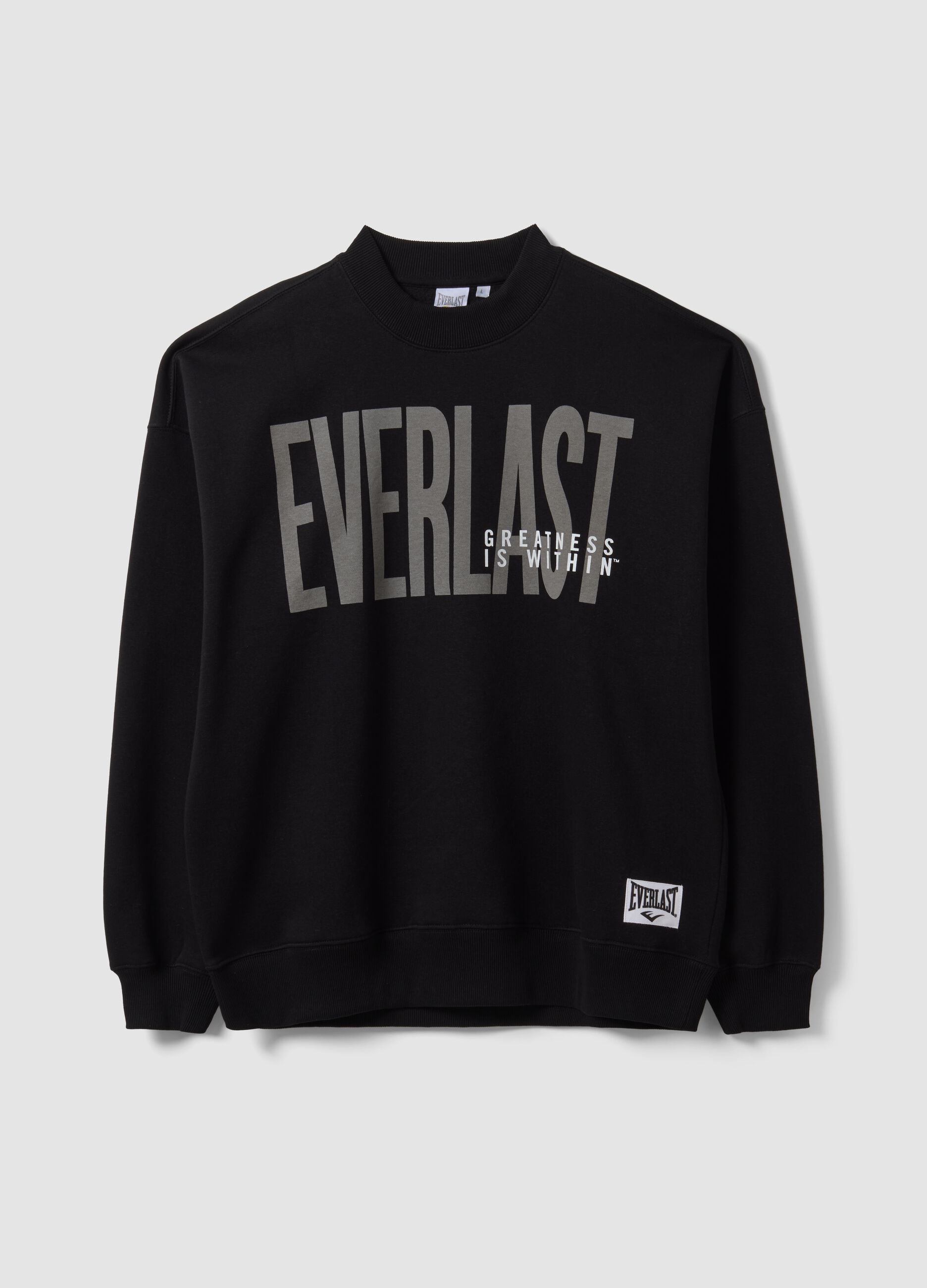Black cotton-blend sweatshirt with front logo