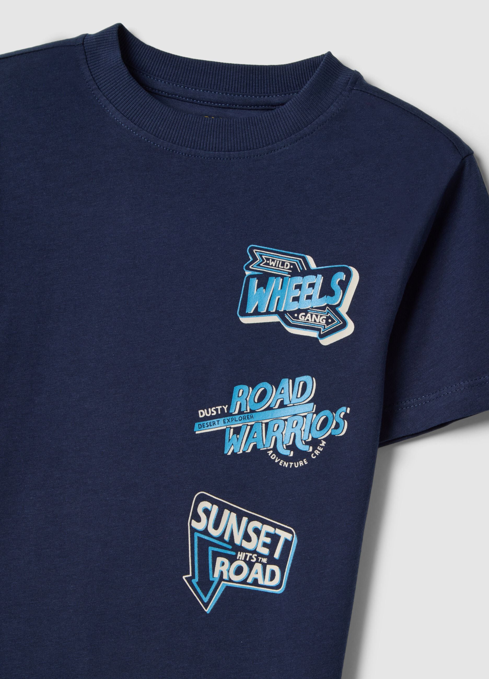 Boy's blue pure cotton regular fit t-shirt with print