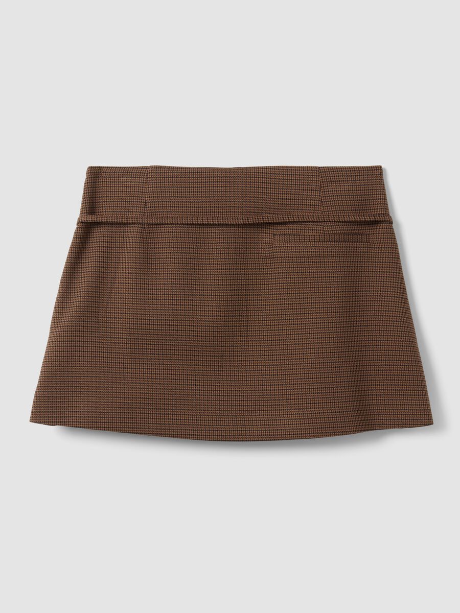 Brown stretch viscose mini skirt with belt_1