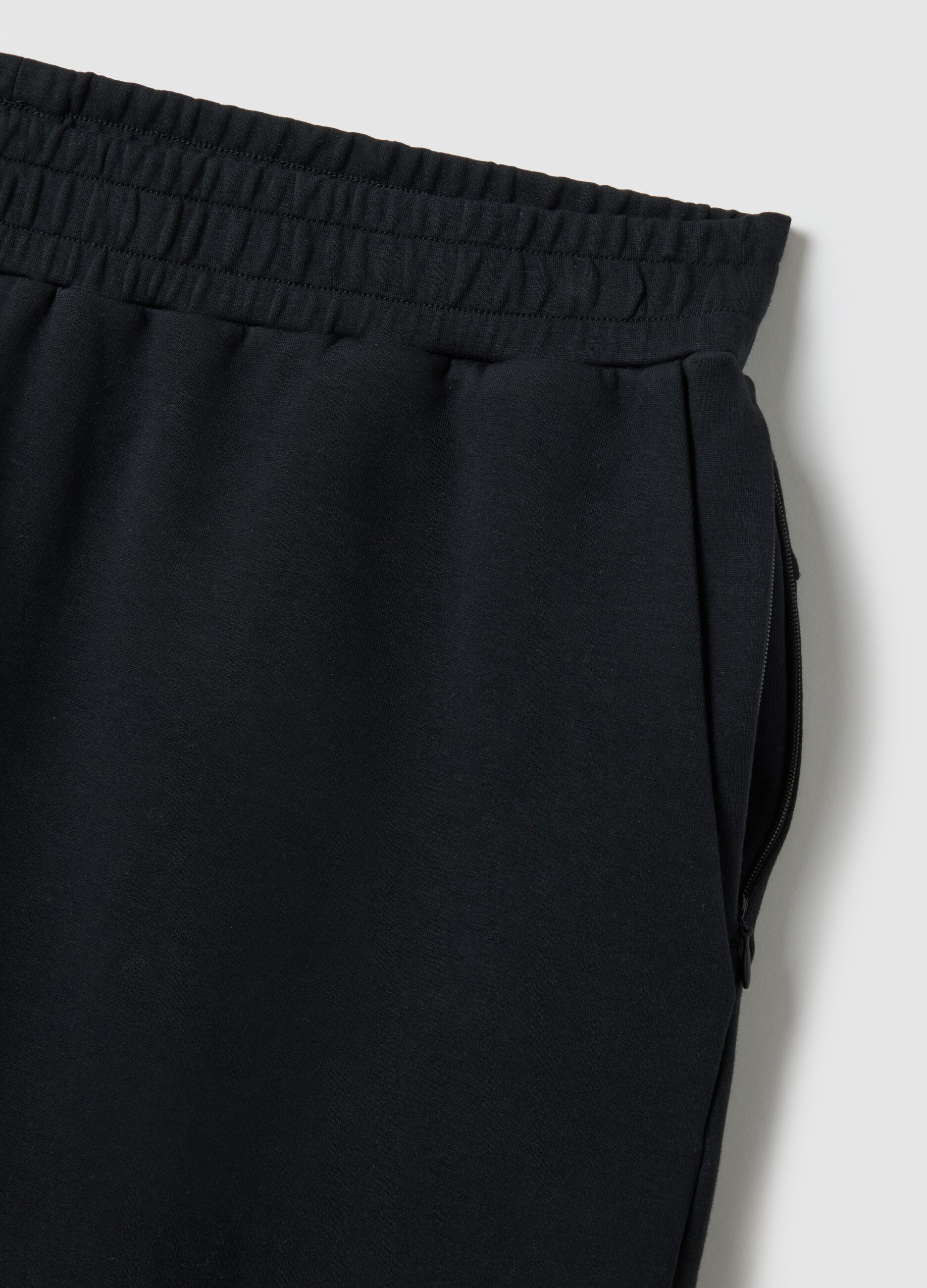 Black Stretch Cotton Bermuda Shorts Regular Fit