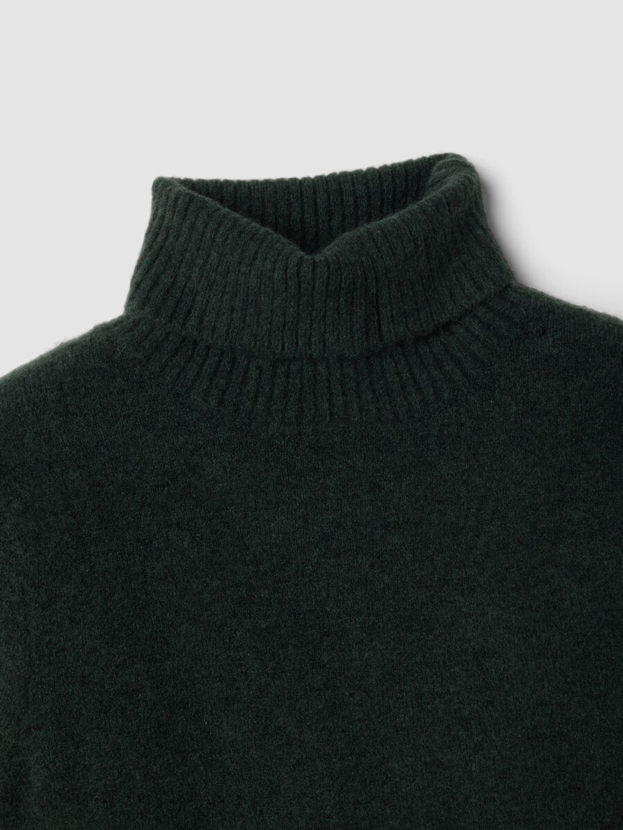 Green stretch-viscose turtleneck top_1
