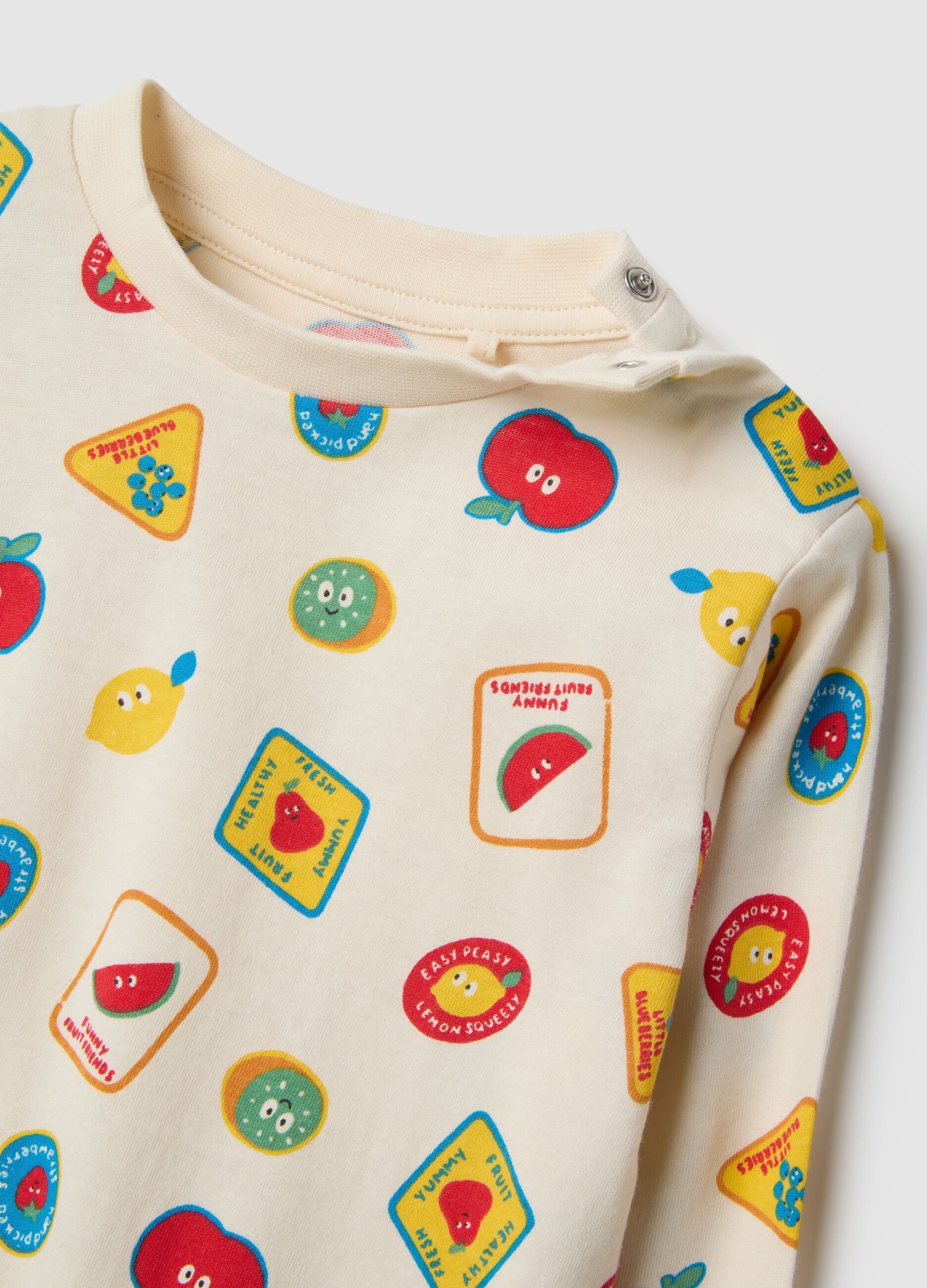 Multicolour newborn pyjamas in pure cotton regular fit with prints