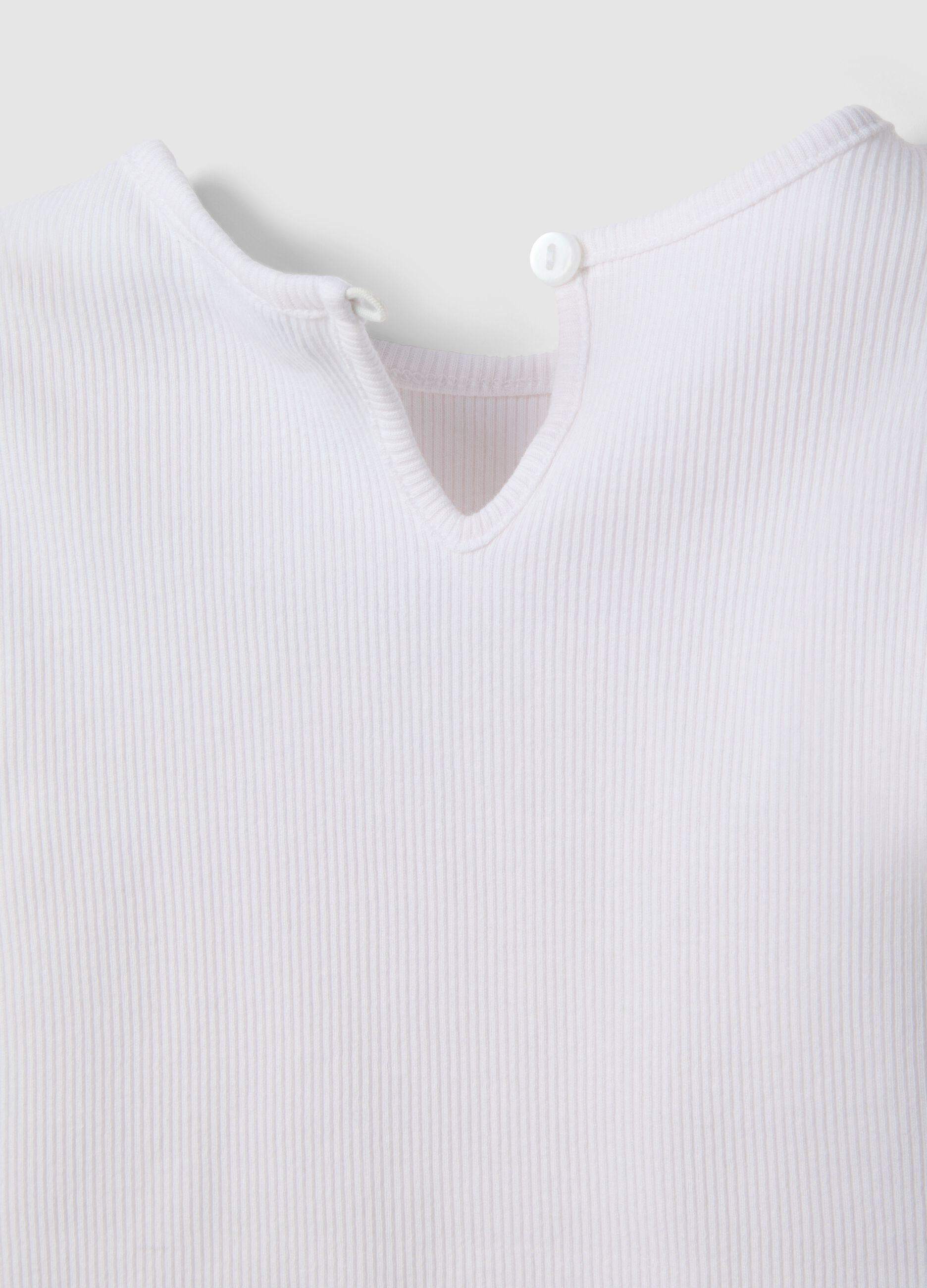 Girls' white stretch cotton T-shirt with star
