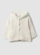 White pure organic cotton hooded jacket with teddy-effect lining_0