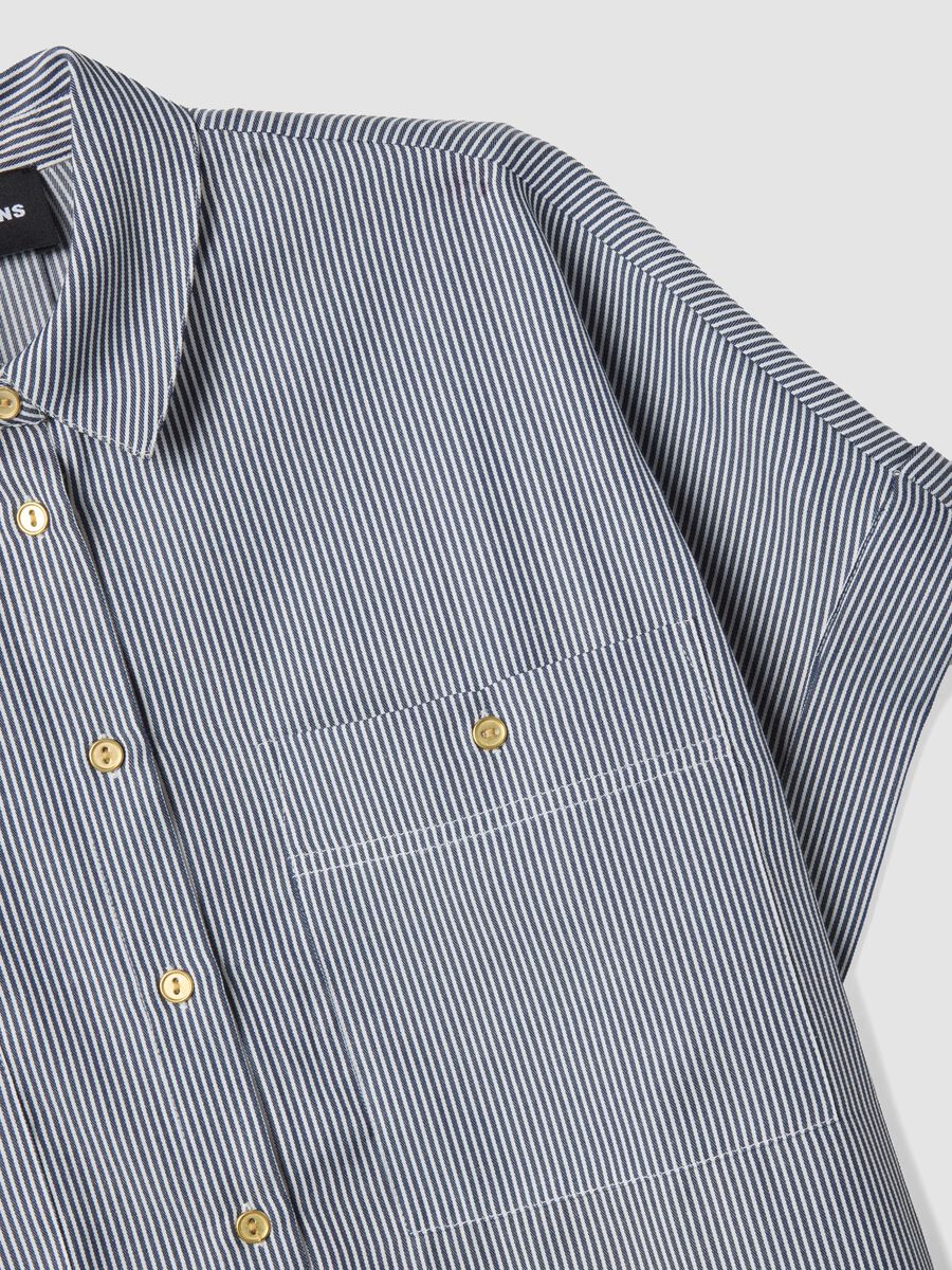 Blue striped short-sleeve shirt_5