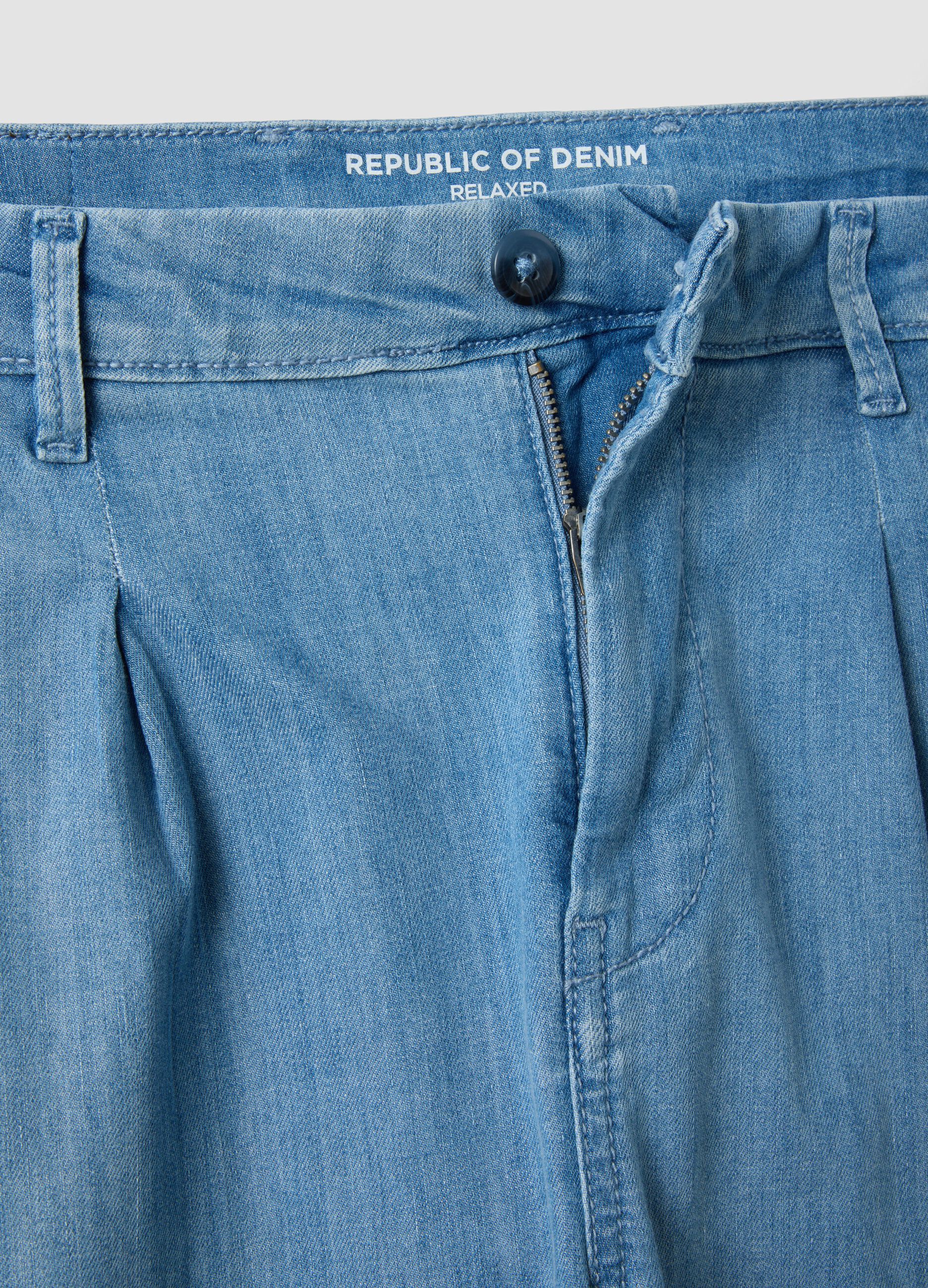 Light Blue Stretch Denim Jeans, Regular Fit