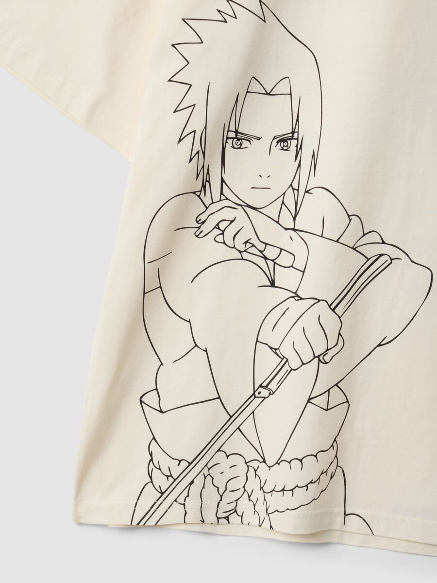 White oversized pure cotton Naruto print T-shirt_6