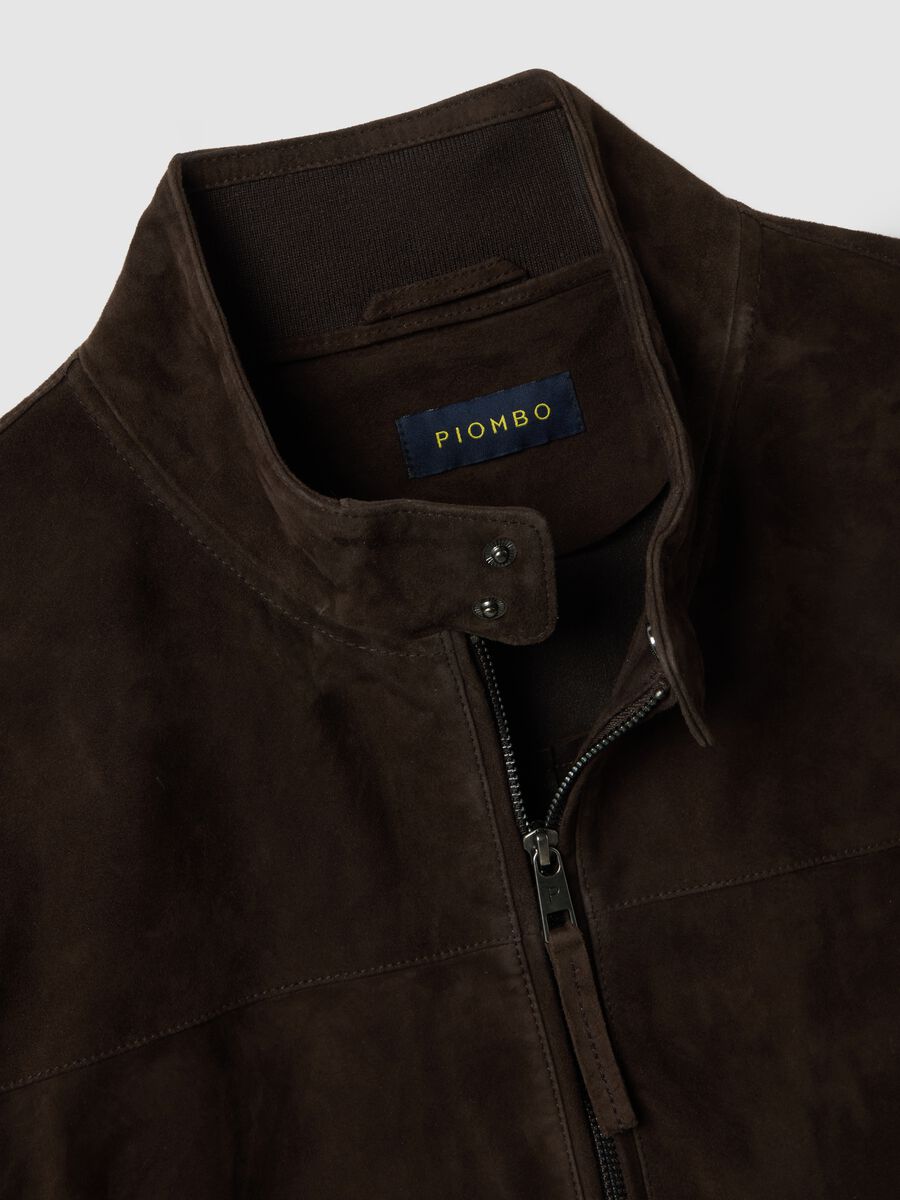 Brown genuine leather jacket regular fit with full zip_6