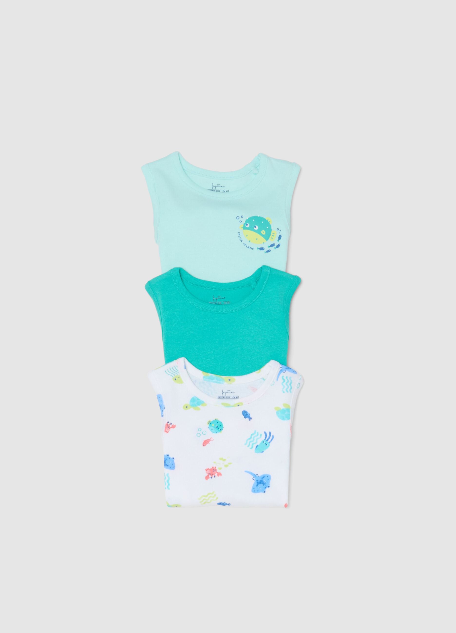 Newborn Sleeveless Pure Cotton Multicolour Bodysuit Tripack