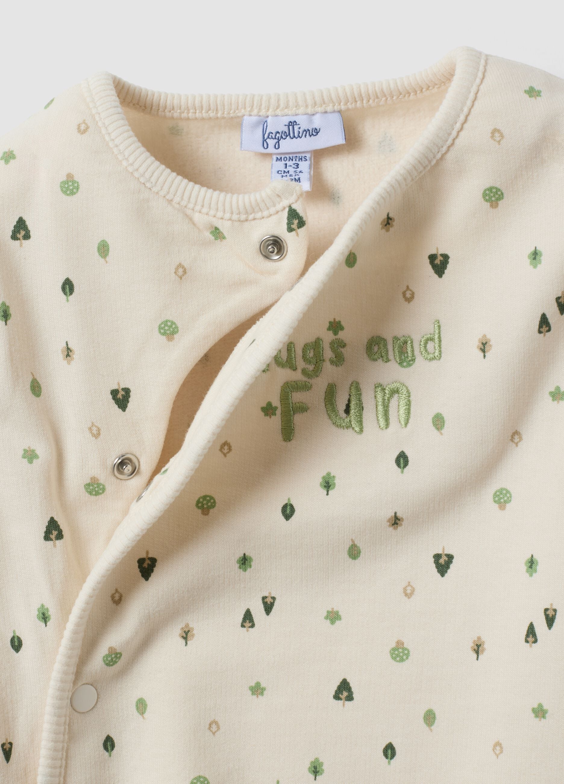 White organic cotton babygrow with print for newborns