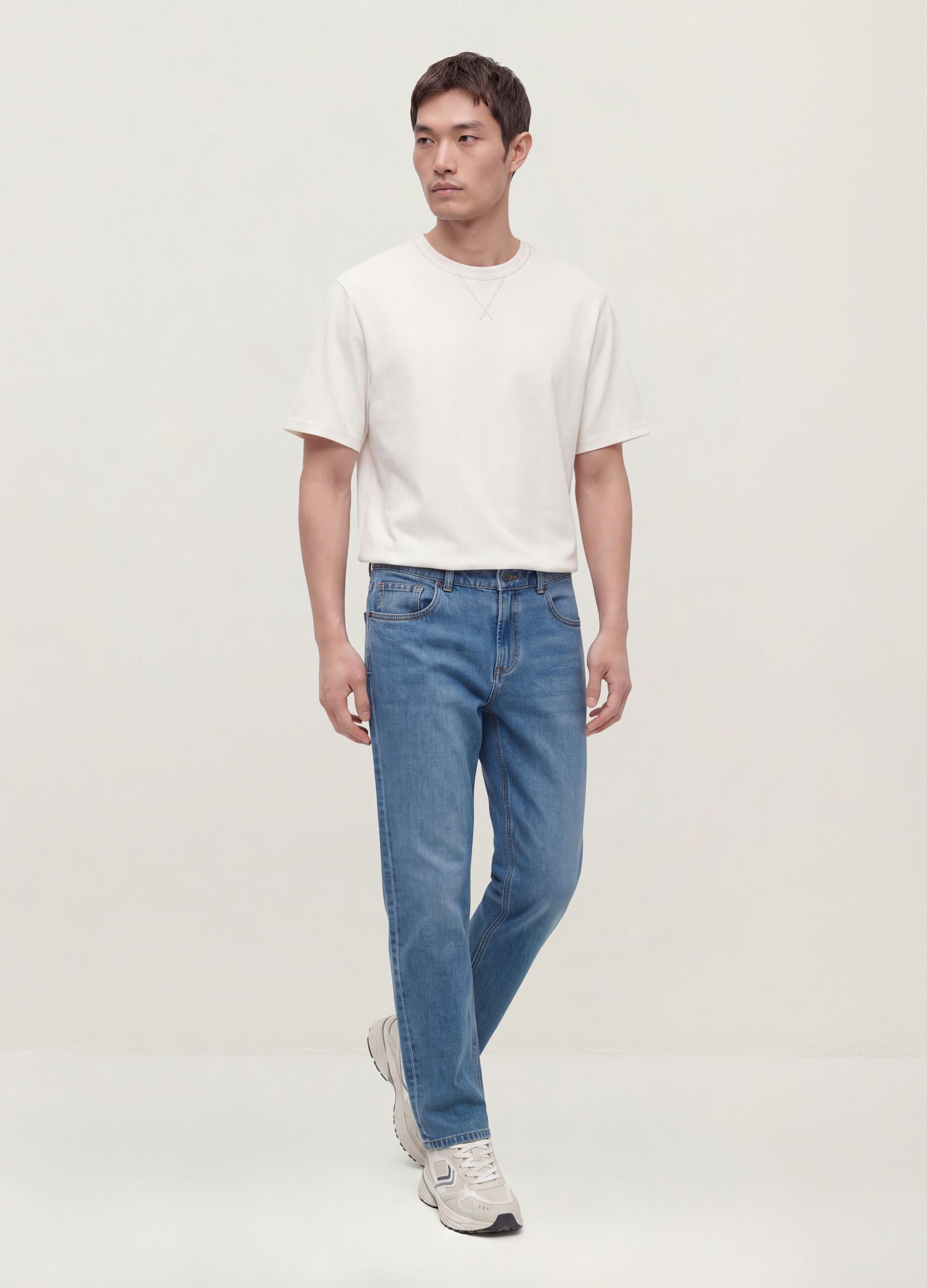 Light Blue Denim Jeans in Cotton-Viscose Blend, Regular Fit