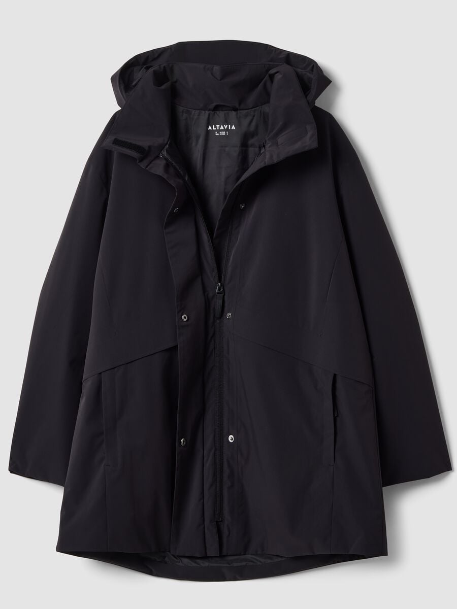 Black water-repellent hooded jacket with zip, regular fit ALTAVIA STUDIO_6
