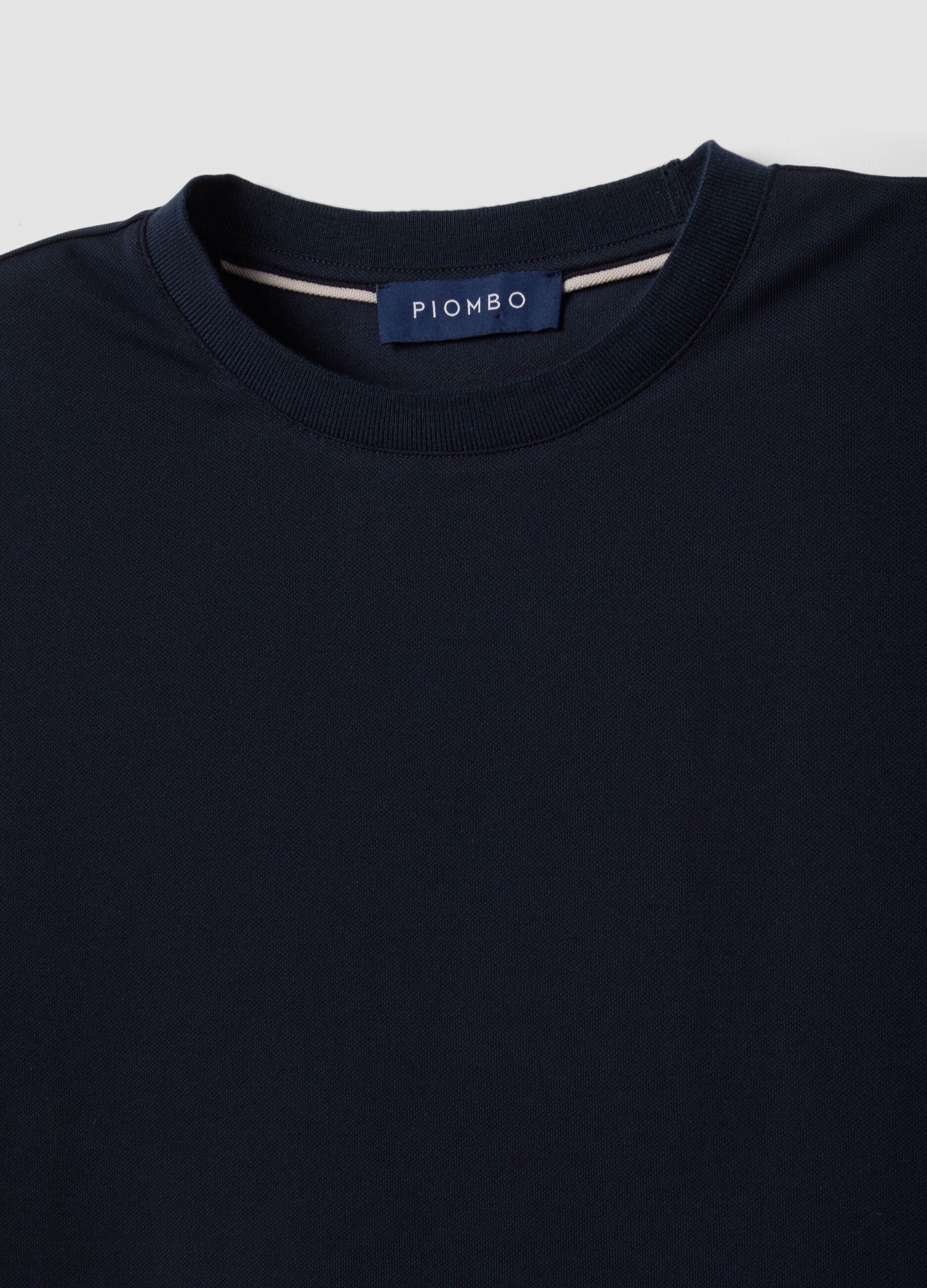 Blue regular-fit stretch piqu&eacute; cotton-blend T-shirt with Easy Dry