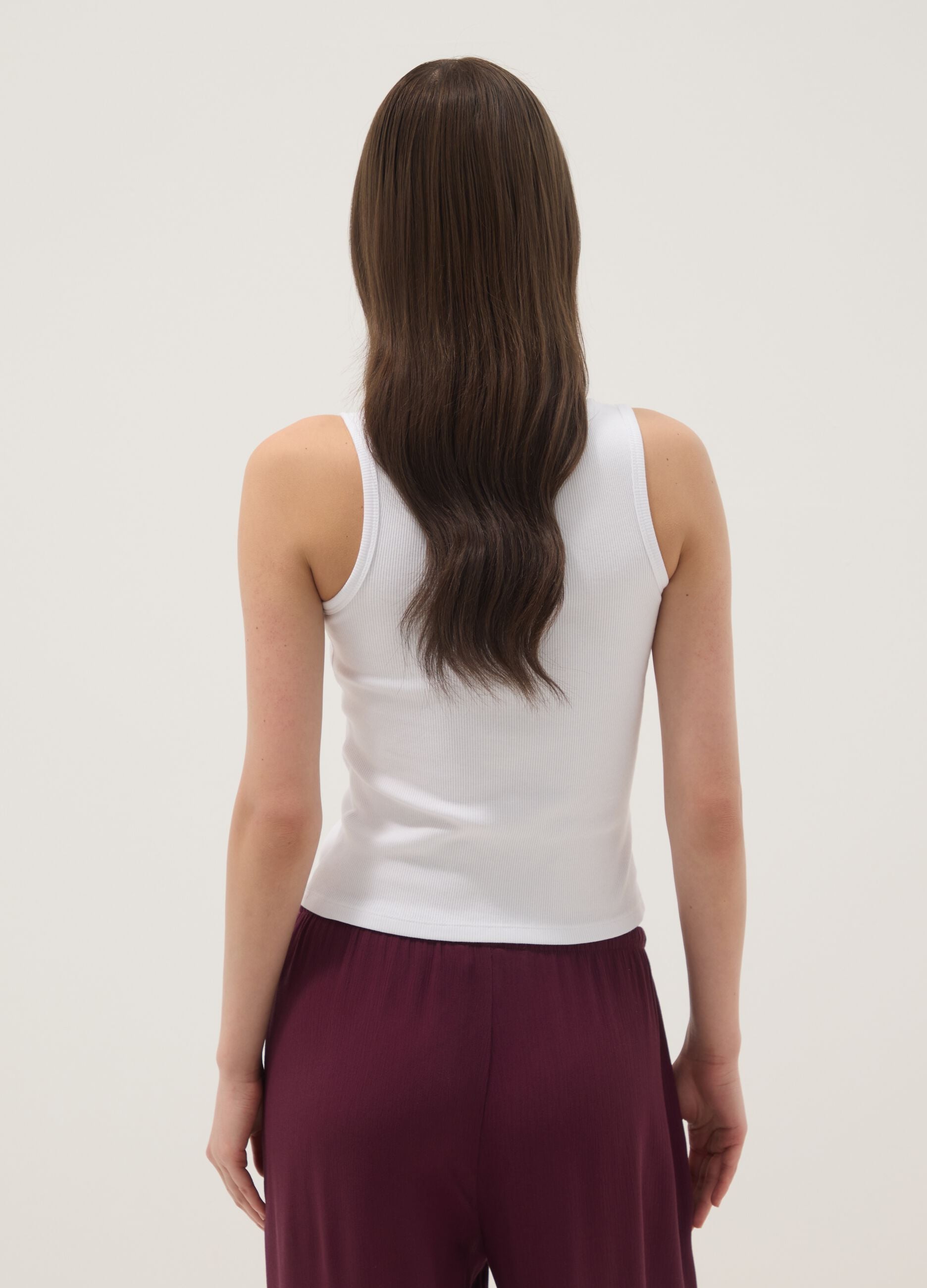 White stretch-cotton tank top