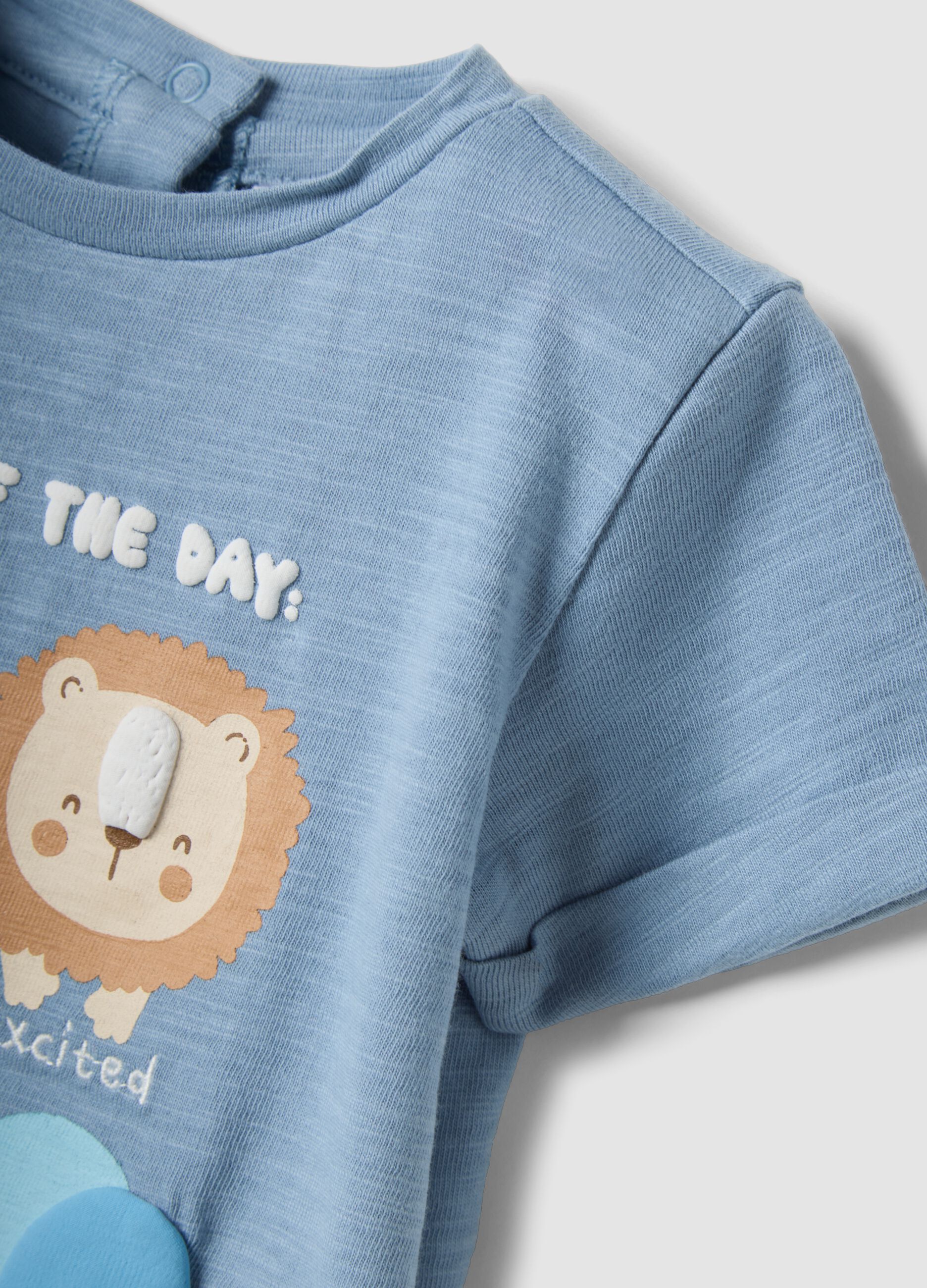 Blue short-sleeve organic cotton T-shirt