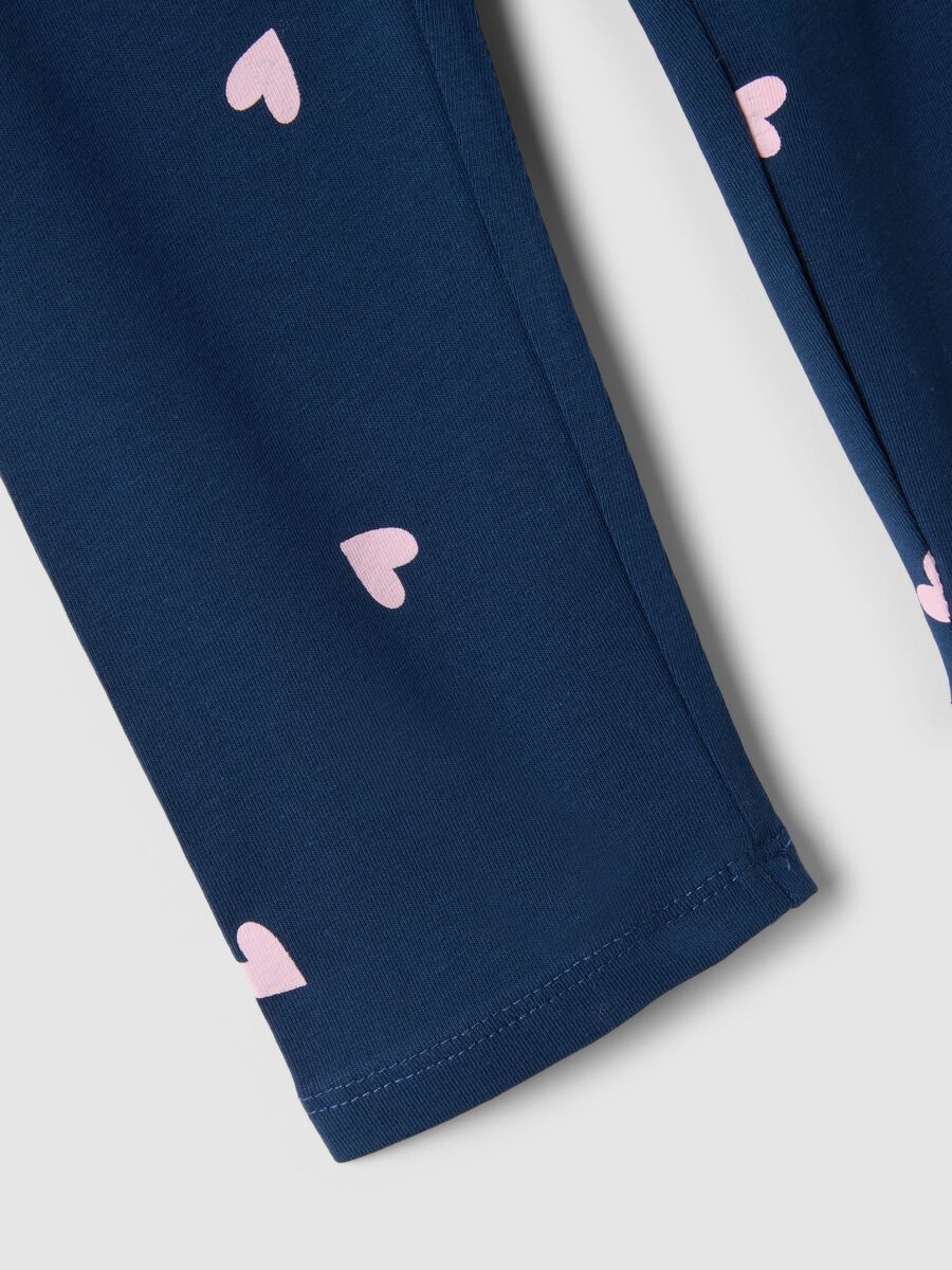 Girls' slim fit blue stretch cotton leggings with patterns_3