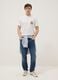 White pure cotton T-shirt with applied print, regular fit_1