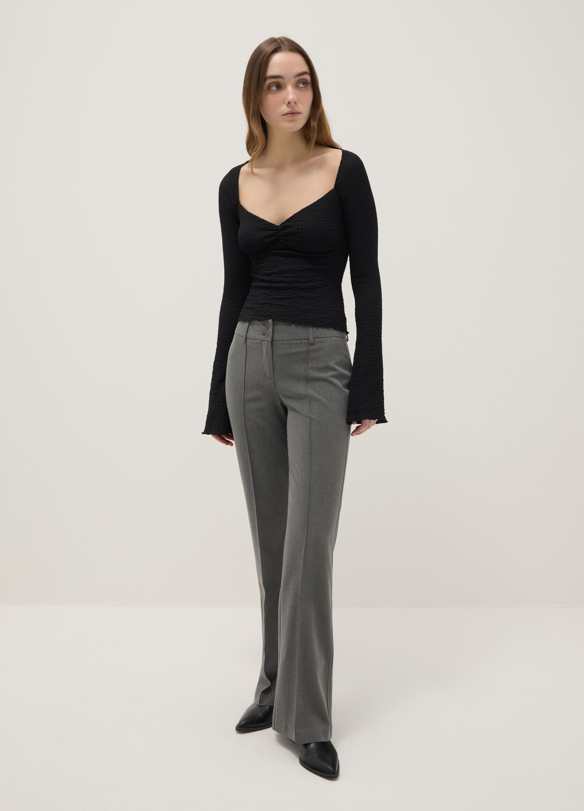 Black long sleeve regular fit top