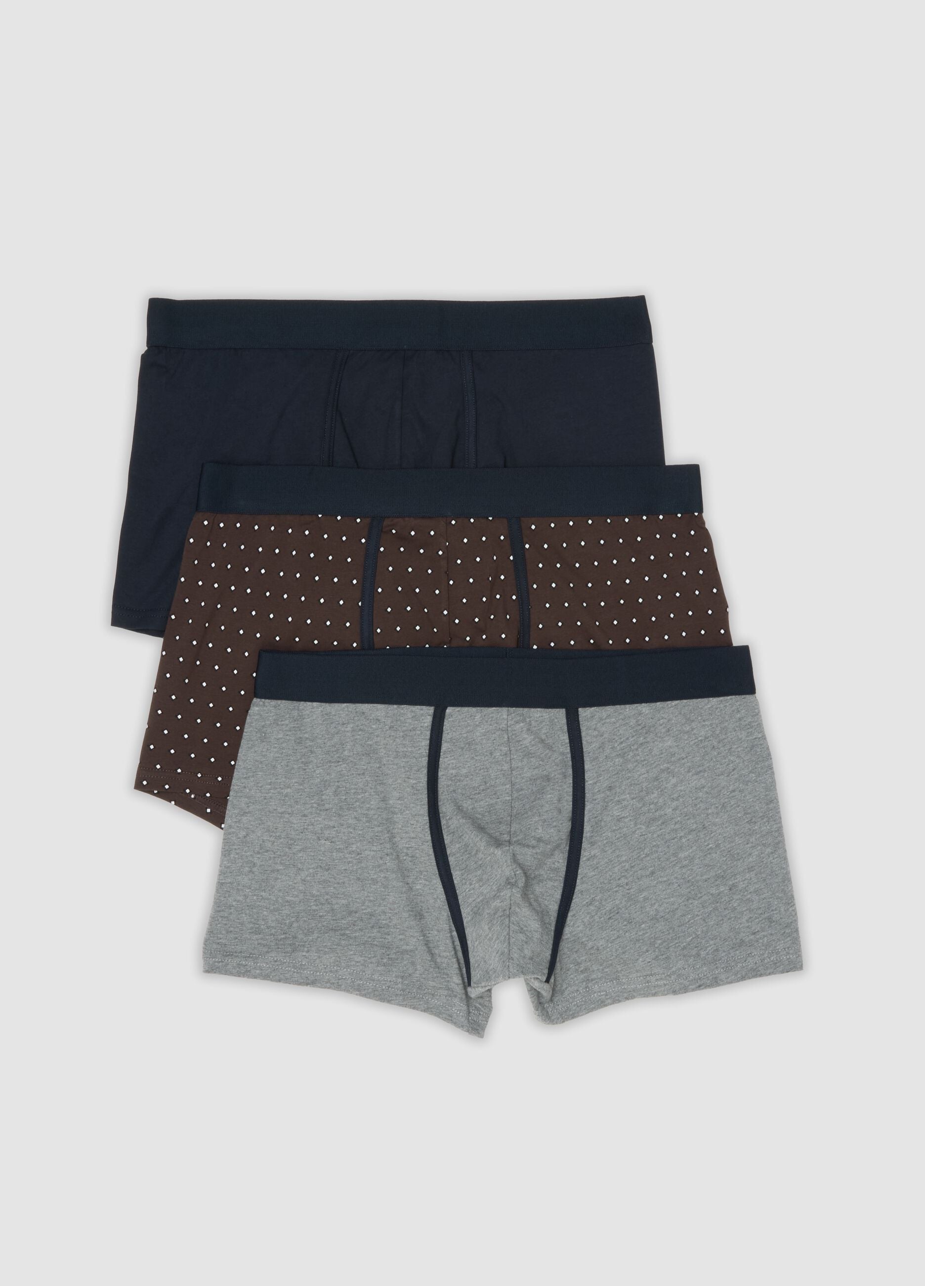 3-pack of brown stretch organic cotton polka-dot boxers
