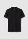Short sleeve black organic cotton polo shirt, slim fit_4