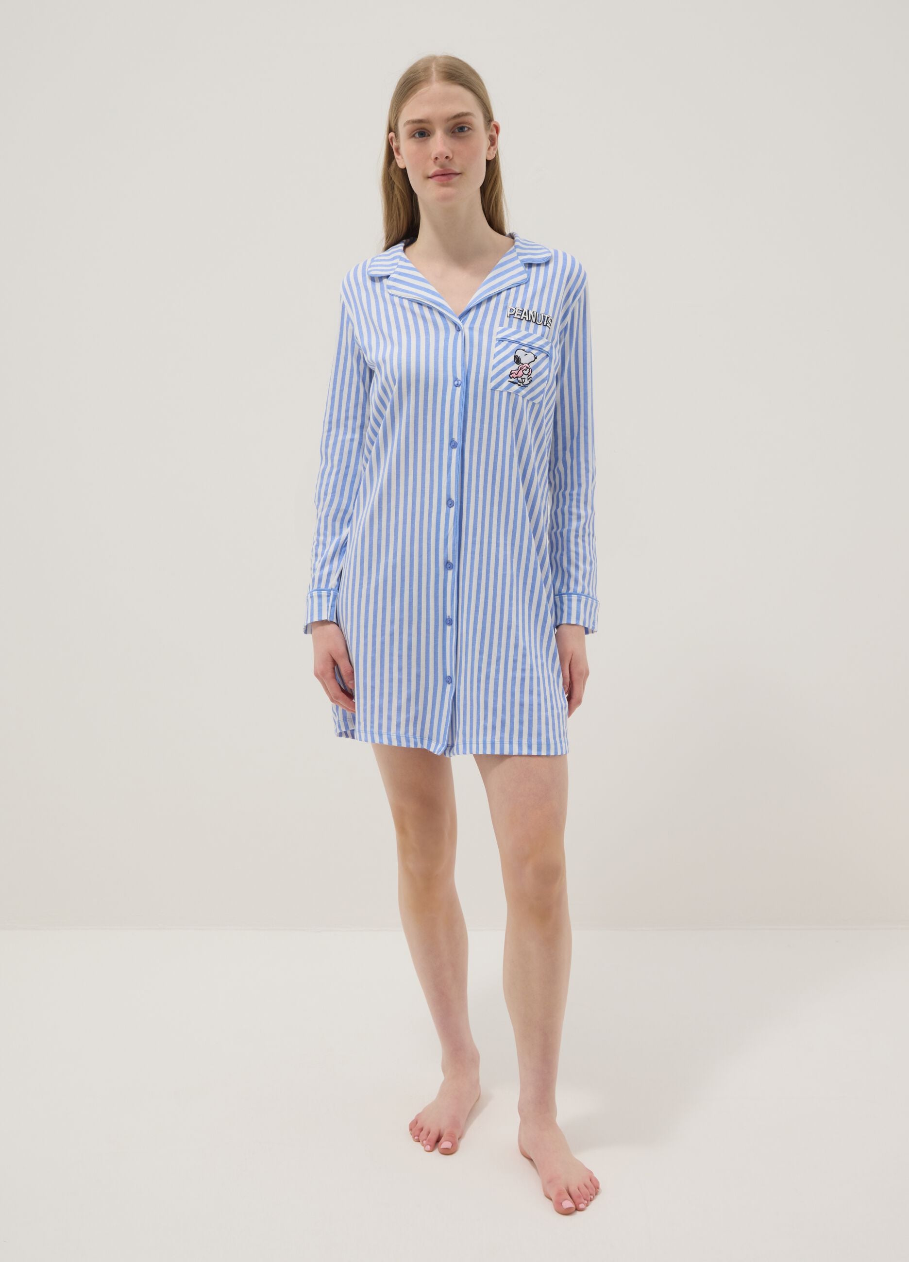 Oversized multicolor striped pure cotton shirt Peanuts