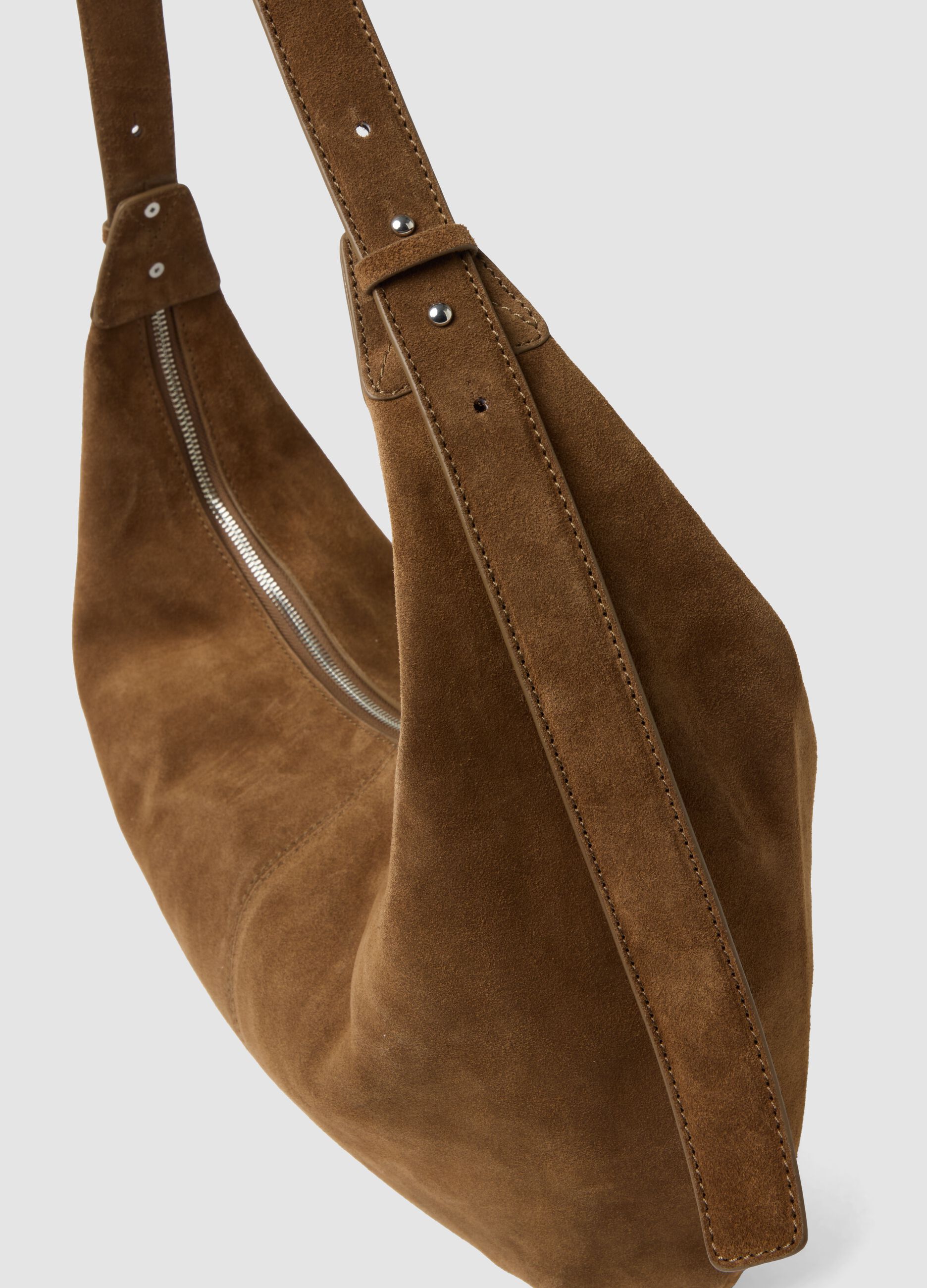 Borsa a spalla marrone in vera pelle