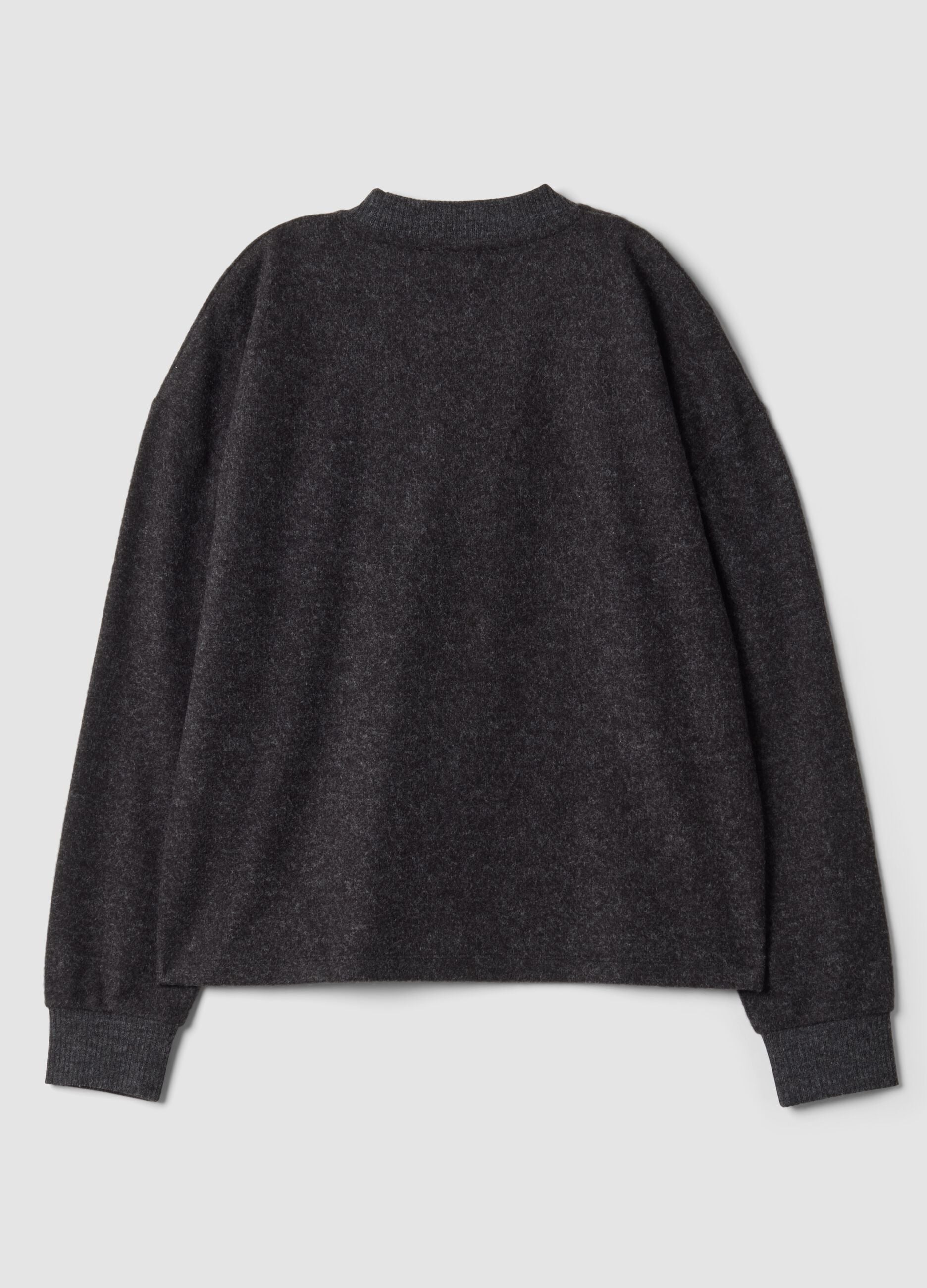 Grey viscose-blend crew-neck jumper, regular fit