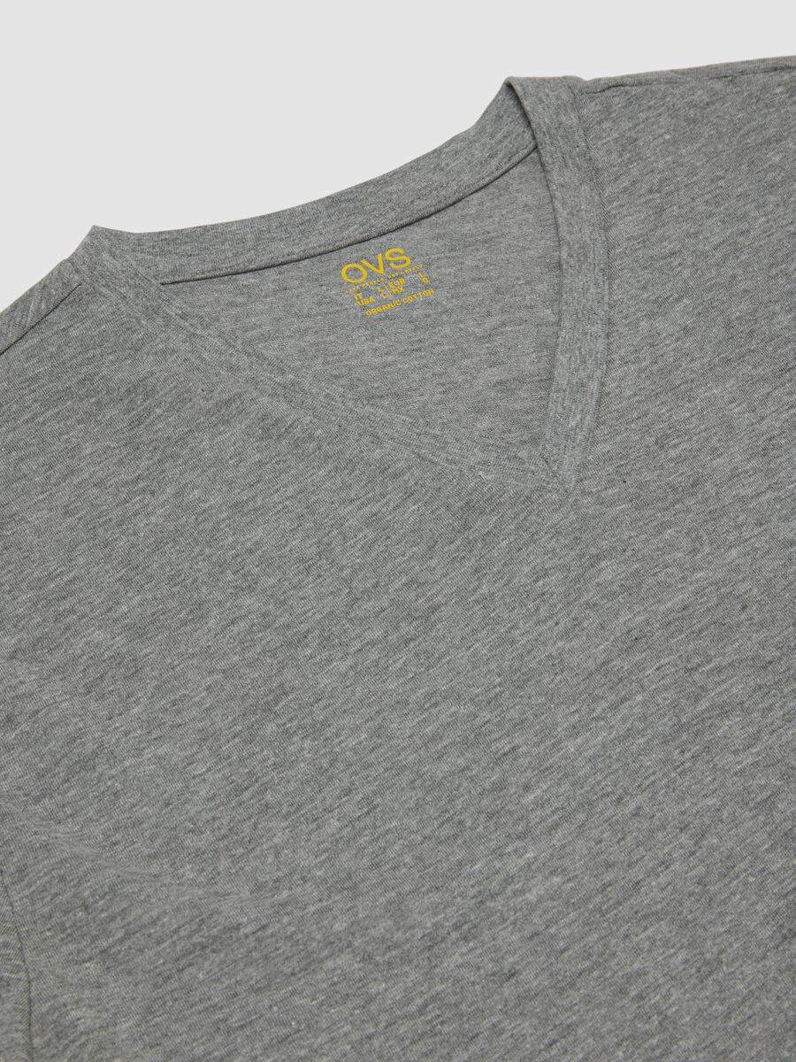 Grey V-neck T-shirt in pure organic cotton_2