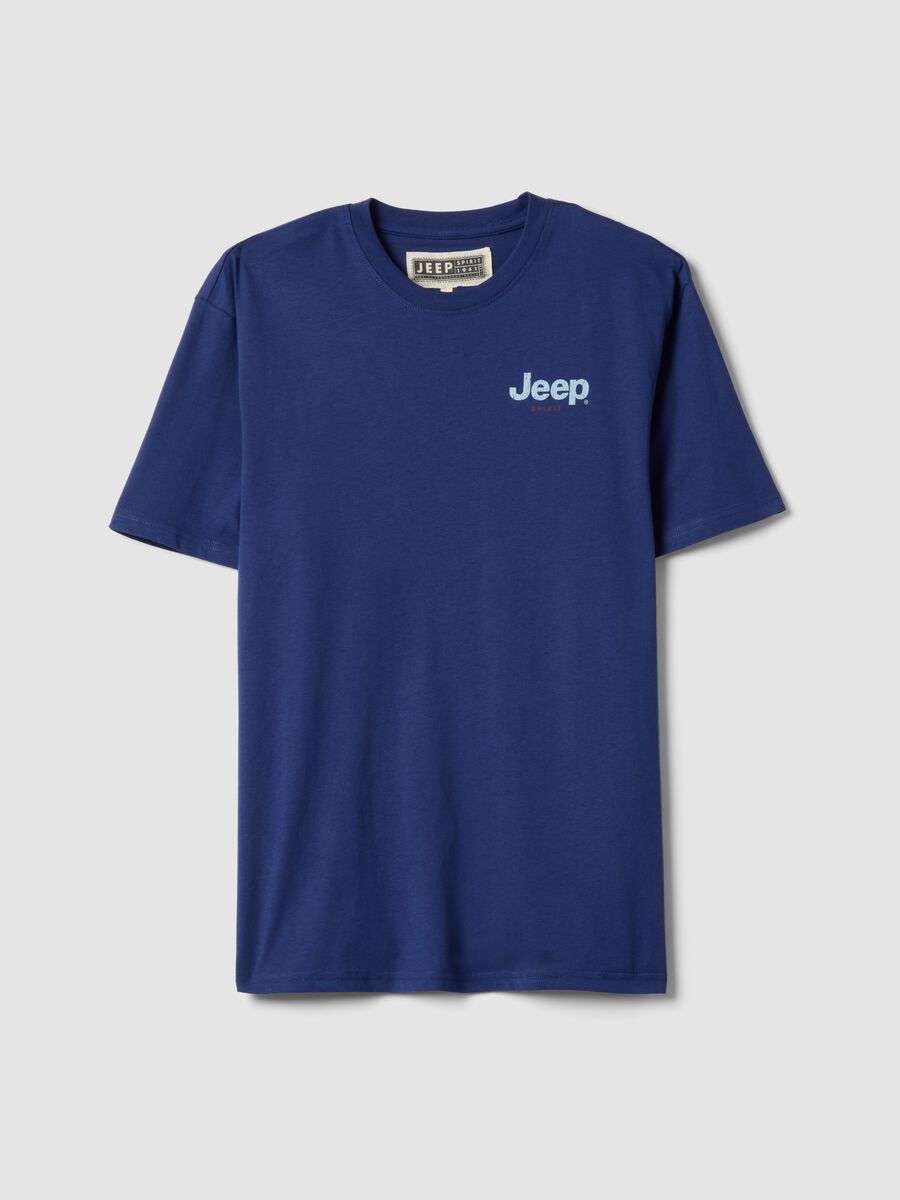 T-shirt in puro cotone blu regular fit con stampa Jeep_4