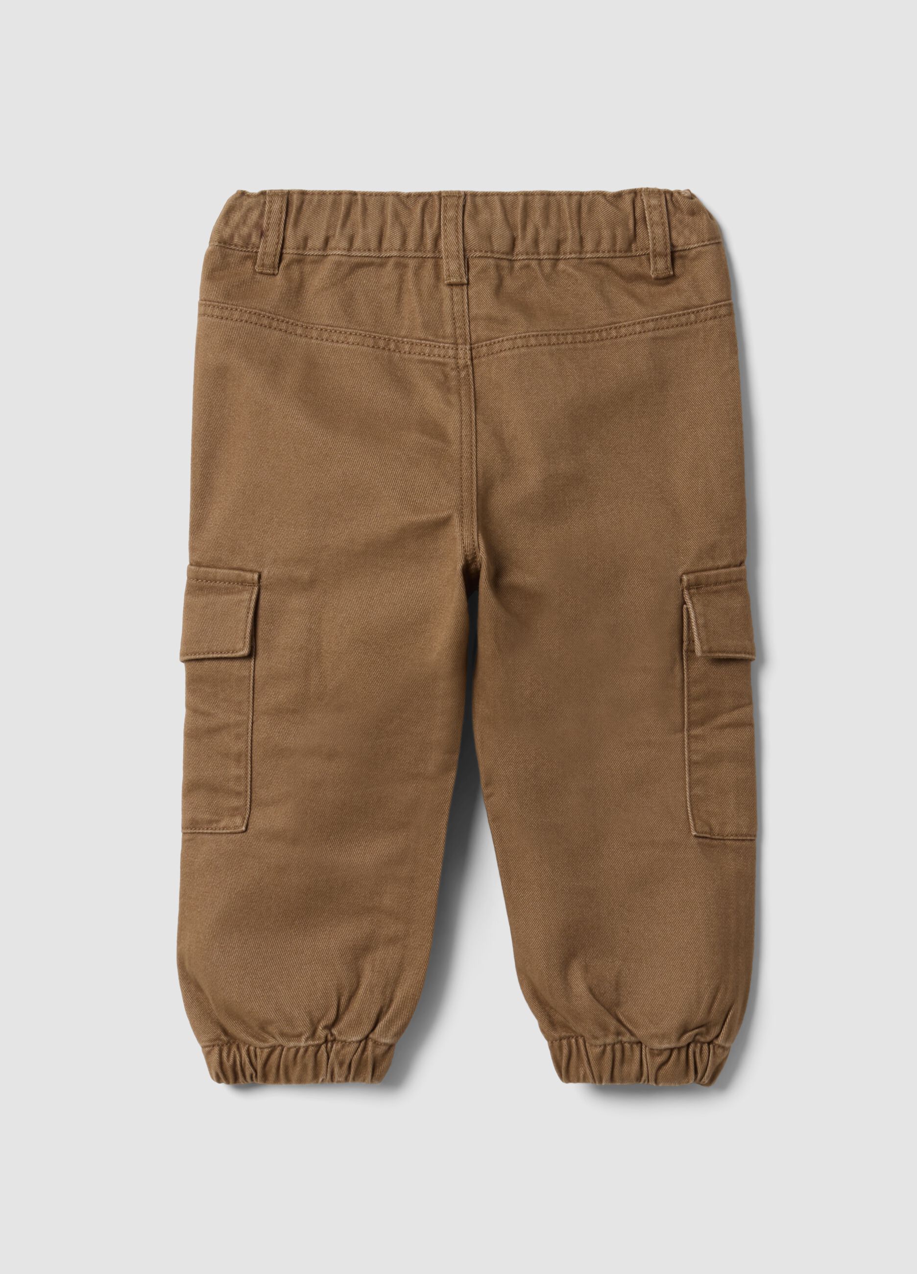 Brown pure cotton cargo trousers for baby boy