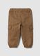 Brown pure cotton cargo trousers for baby boy_1