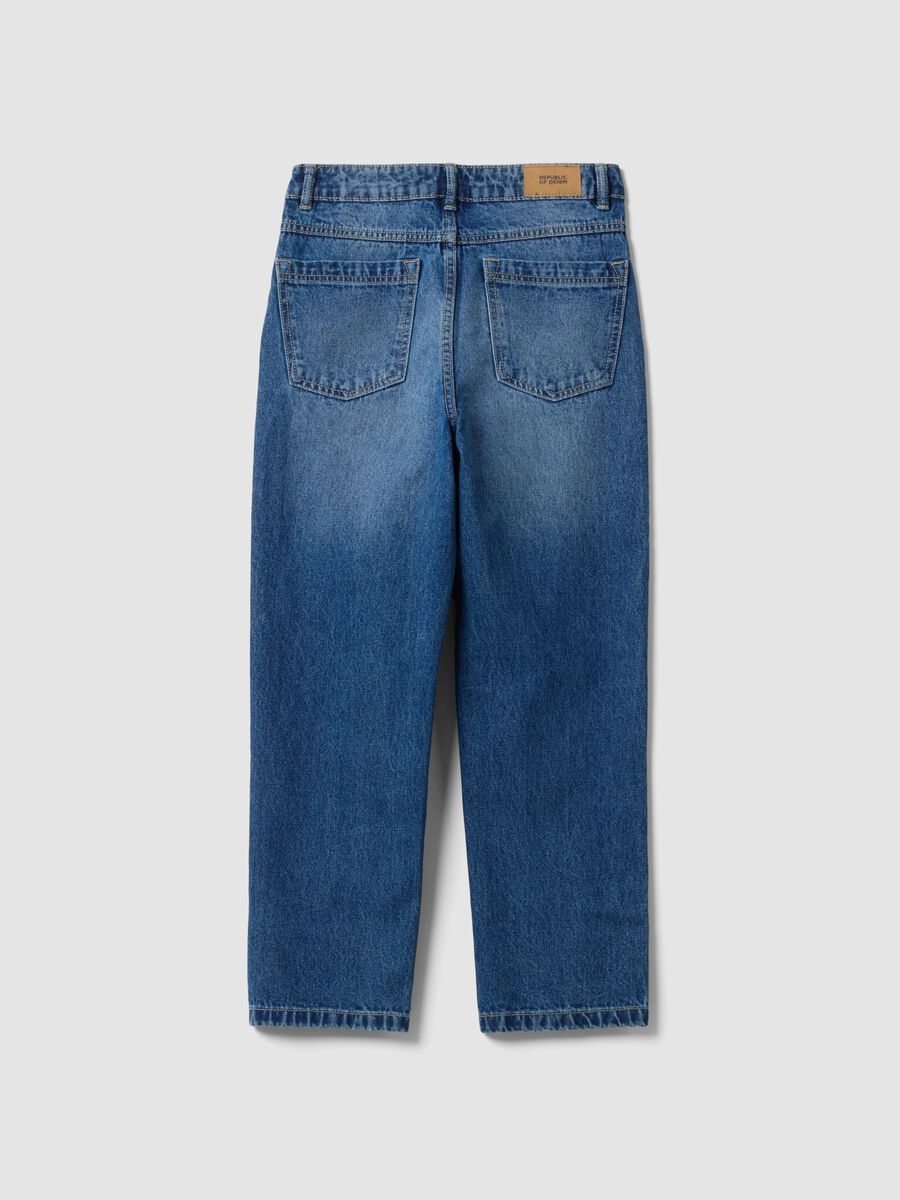 Blue baggy pure cotton ripped jeans for boys_2