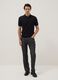 Black stretch cotton regular fit trousers with five pockets_0